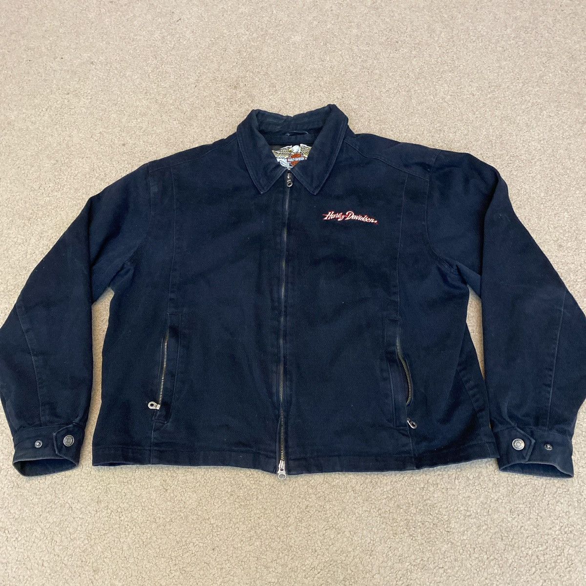 Harley Davidson × Vintage Harley Davidson Road Hog Detroit Style Cropped Work Jacket Size US L / EU 52-54 / 3 - 1 Thumbnail
