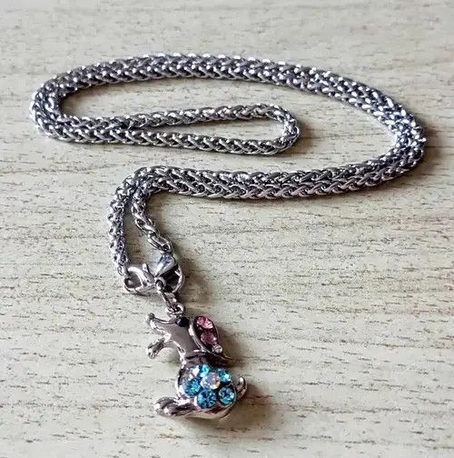 Designer × Japanese Brand Punk Goth Sapphire Rhinestones Bird Buddies Silver Necklace Size ONE SIZE - 3 Thumbnail
