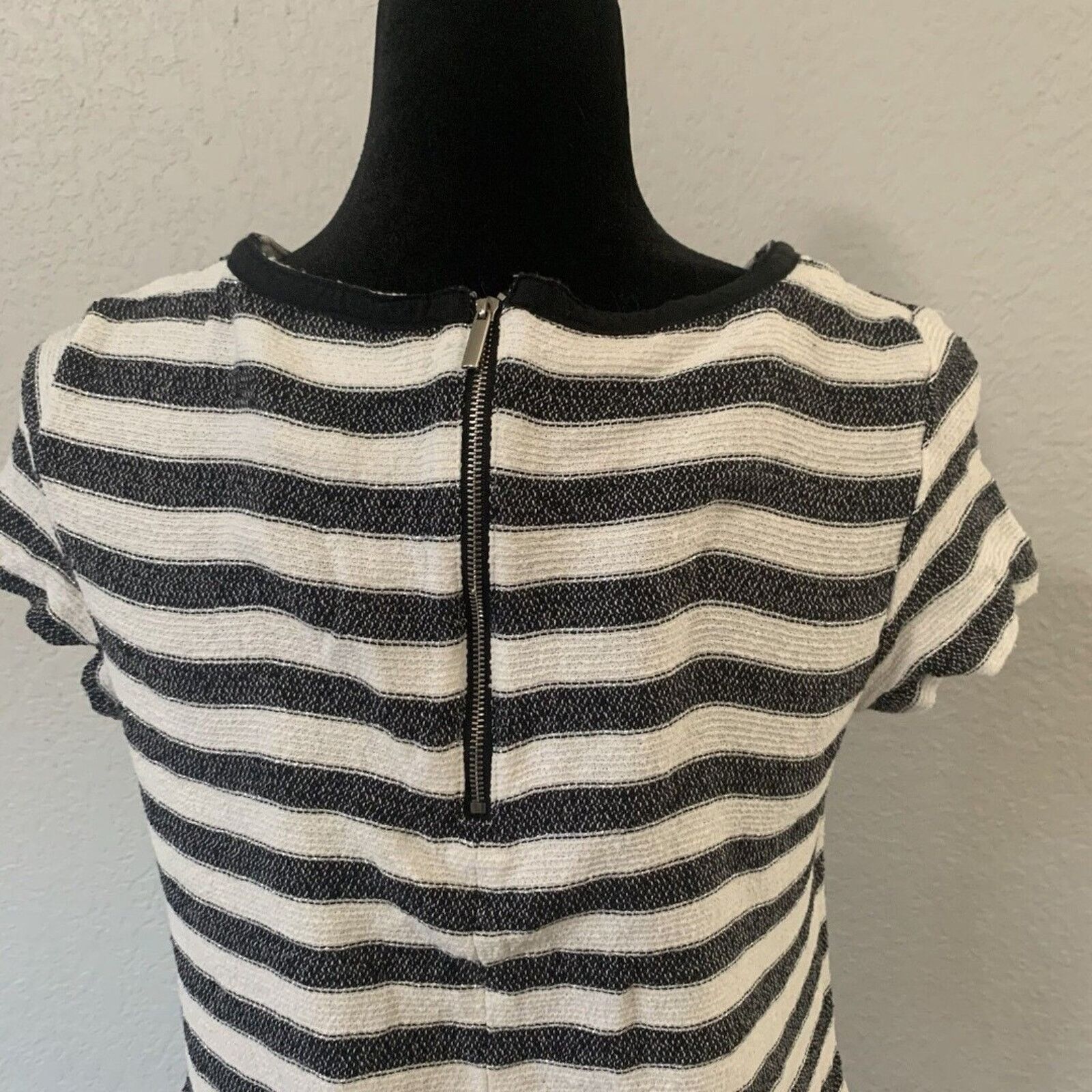 Other New York & Co Blouse Sm Blk White Stripe Zipper Cotton Blend Size S / US 4 / IT 40 - 6 Thumbnail