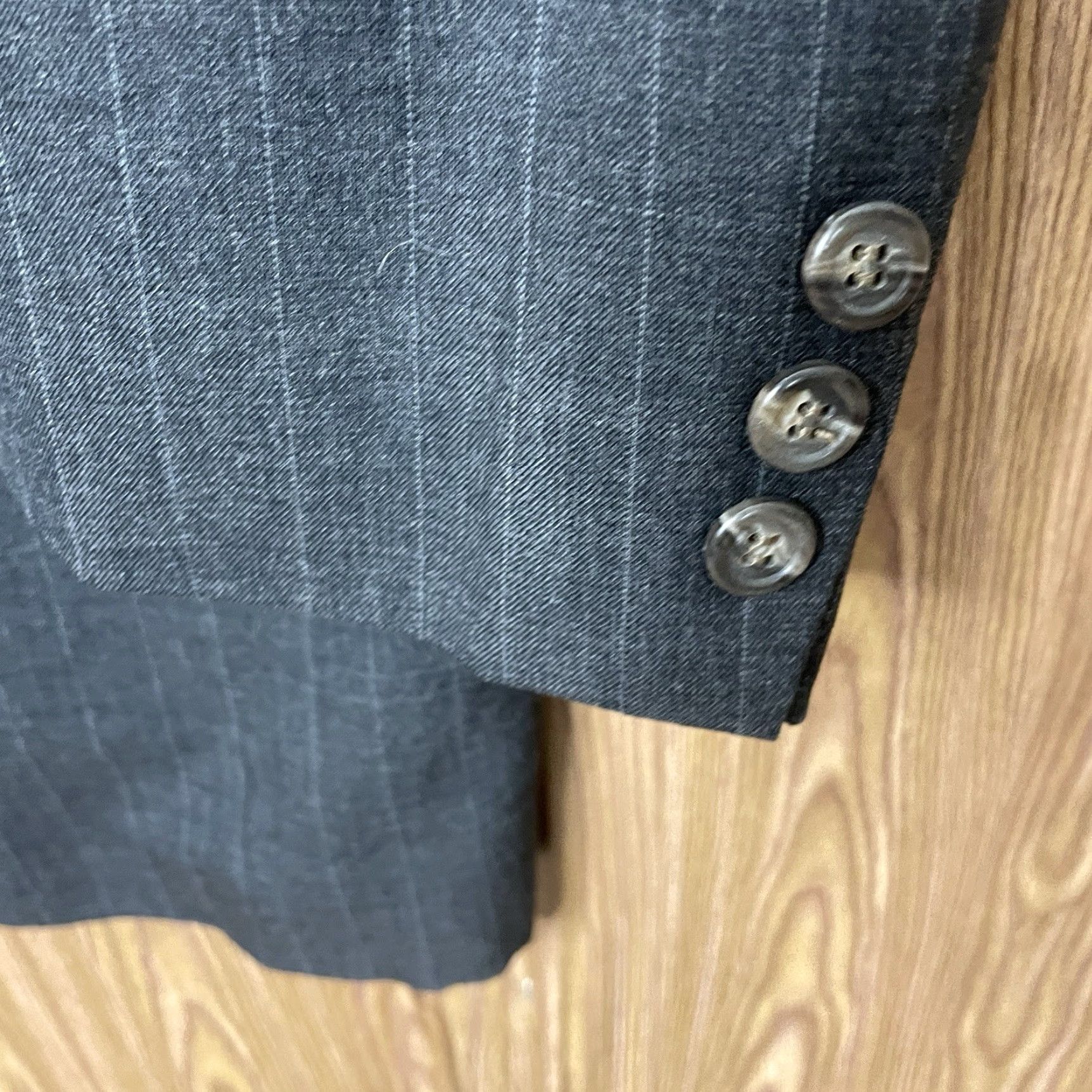 VINTAGE Brooks Brothers Blazer Mens 46R Gray Striped Pure Wool Two Buttons USA Made