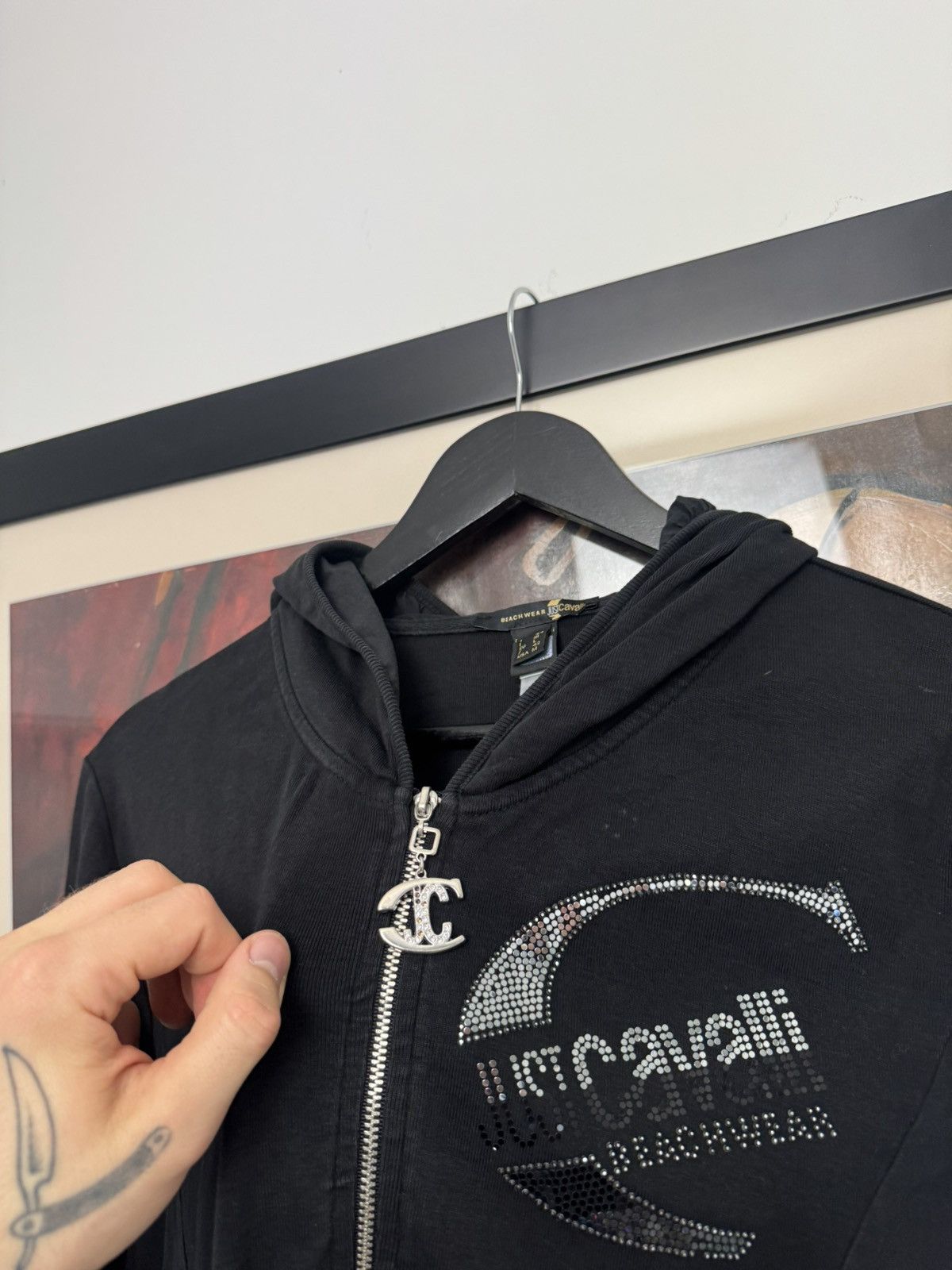 Just Cavalli Just Cavalli Vintage Y2k ZIP Hoodie Black Rare Drip Hype Size L / US 10 / IT 46 - 2 Thumbnail
