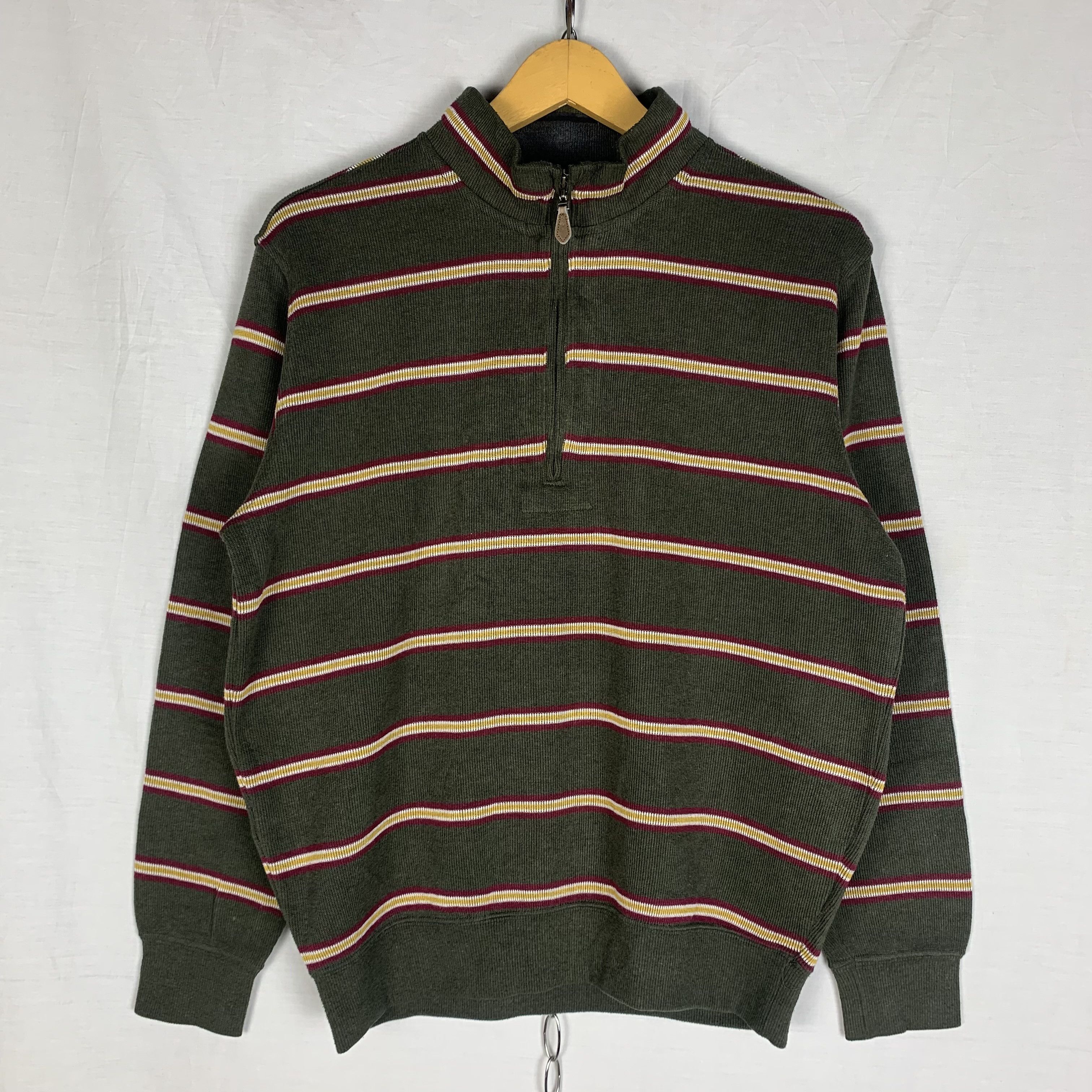 Japanese Brand Japanese Brand Stripped Half Zip Sweatshirt Sweater Size US M / EU 48-50 / 2 - 1 Thumbnail