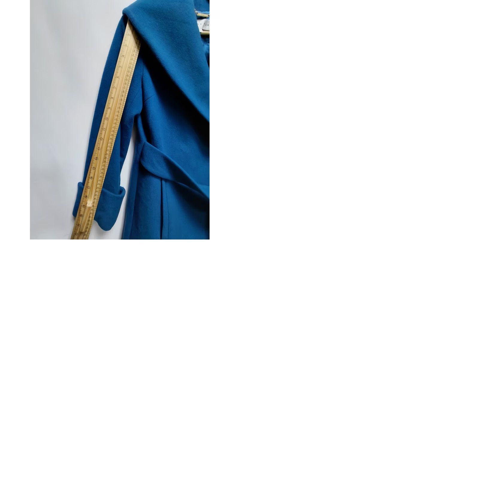 Trina Turk Trina Turk Wool Blend Coat Blue Solid Long Sleeve Women Size 4 Belted Wrap Coat Regular Fit Mid-Length Winter Fall Casual Business Mens Girls Size S / US 4 / IT 40 - 9 Thumbnail