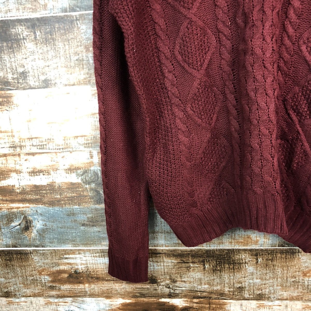Aran Isles Knitwear × Japanese Brand Lazy Hazy Planet Red cable Knitwear #A1282 Size US M / EU 48-50 / 2 - 7 Thumbnail