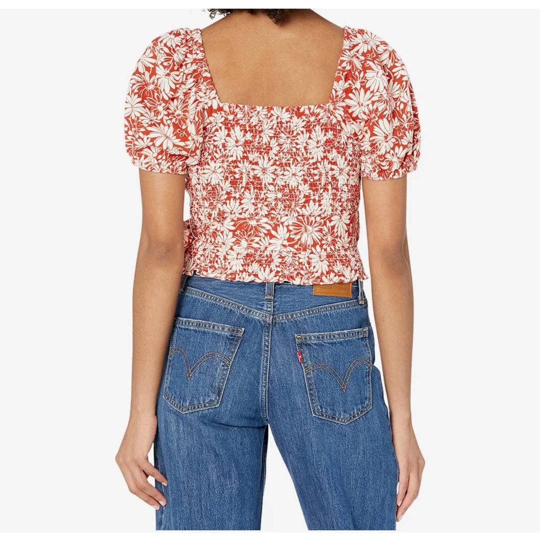 Madewell Madewell Anita Abstract Floral Linen Blend Wrap Puff Top XS Size XS / US 0-2 / IT 36-38 - 2 Thumbnail