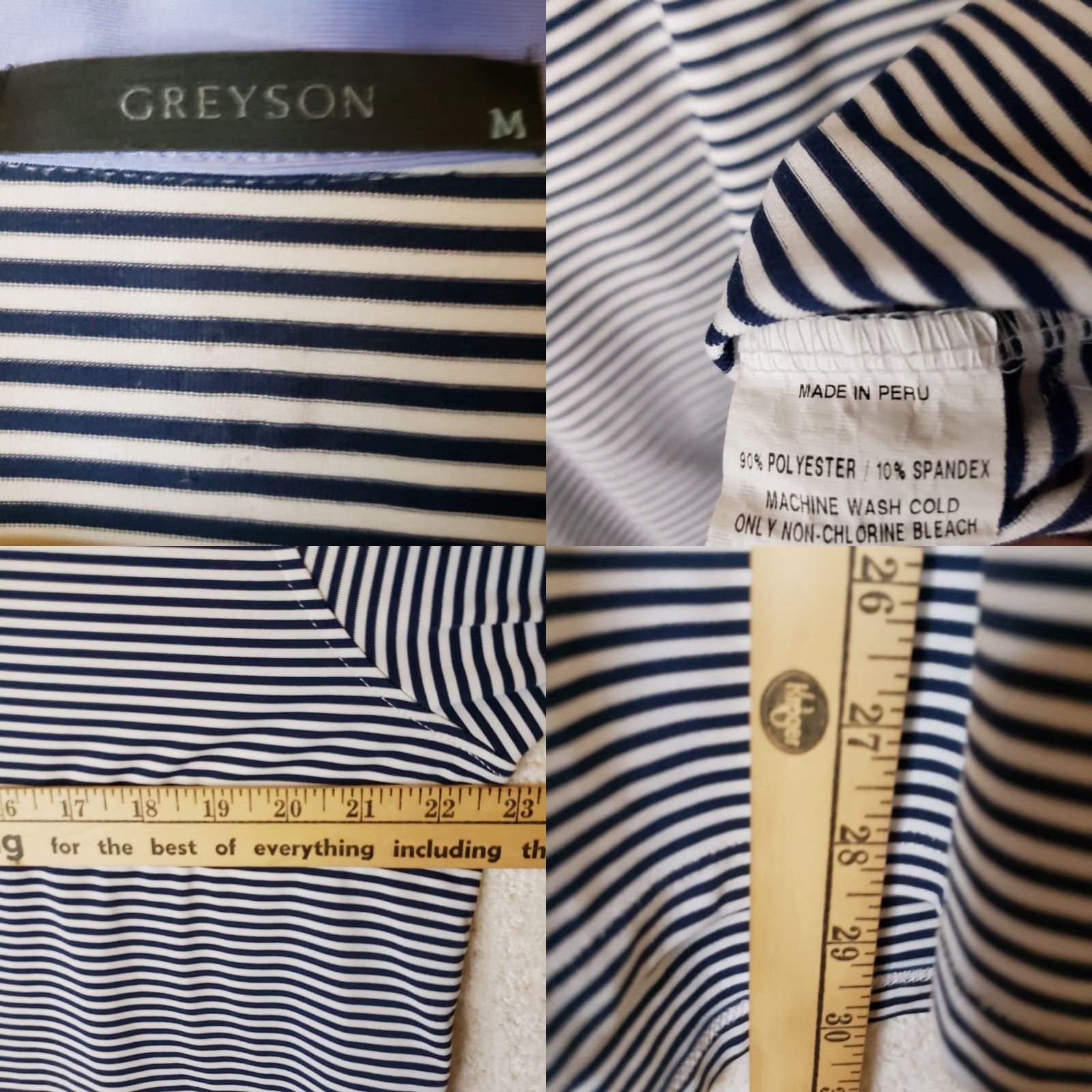 Vintage Greyson Polo Shirt Mens Medium Blue Stripe Performance Stretch Short Sleeve Golf Size US M / EU 48-50 / 2 - 9 Thumbnail