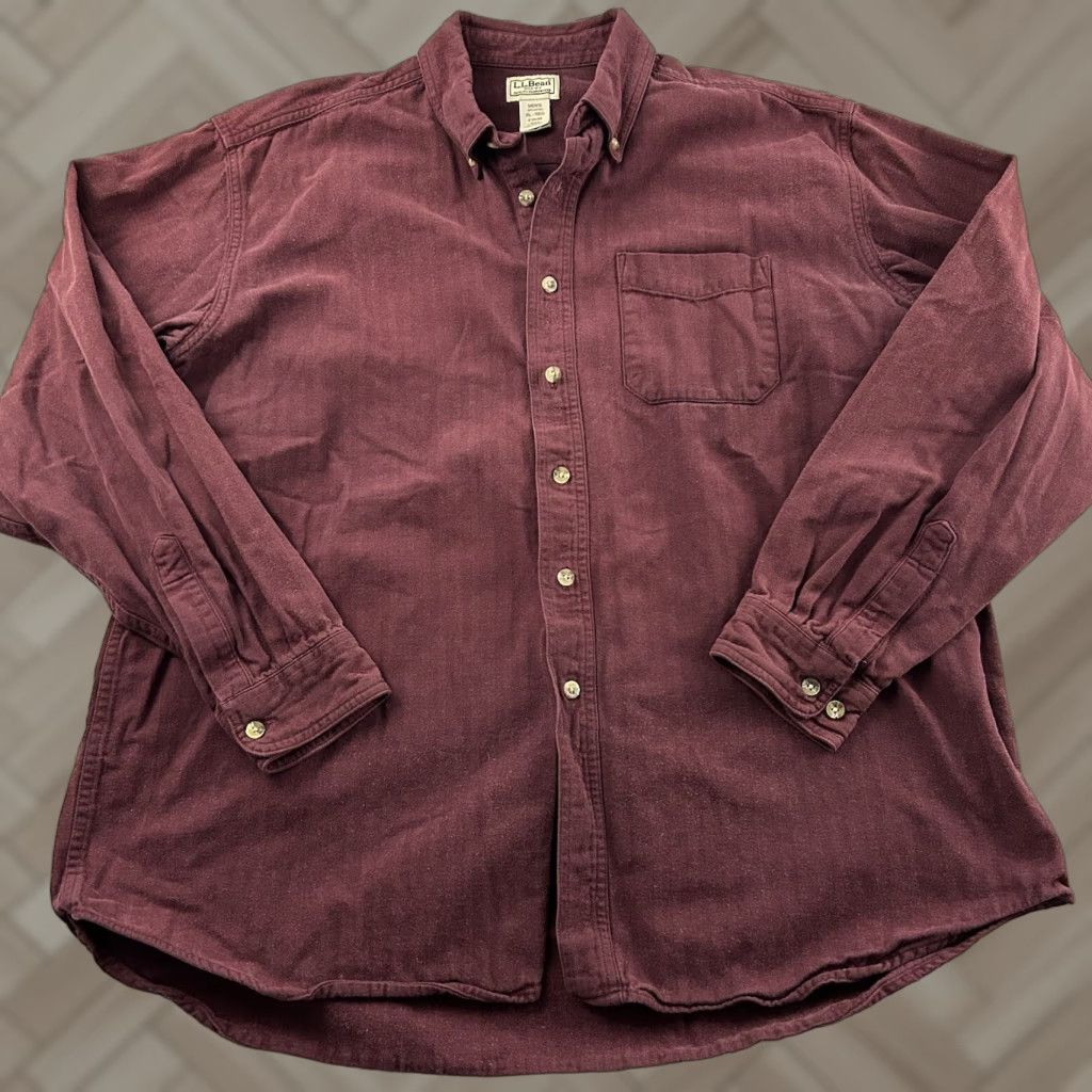 Vintage L.L. Bean Button-Up Long Sleeve Heavy FlexTwill Shirt XL Maroon Men's Regular Red XL Mens Shirt Size US XL / EU 56 / 4 - 1 Thumbnail