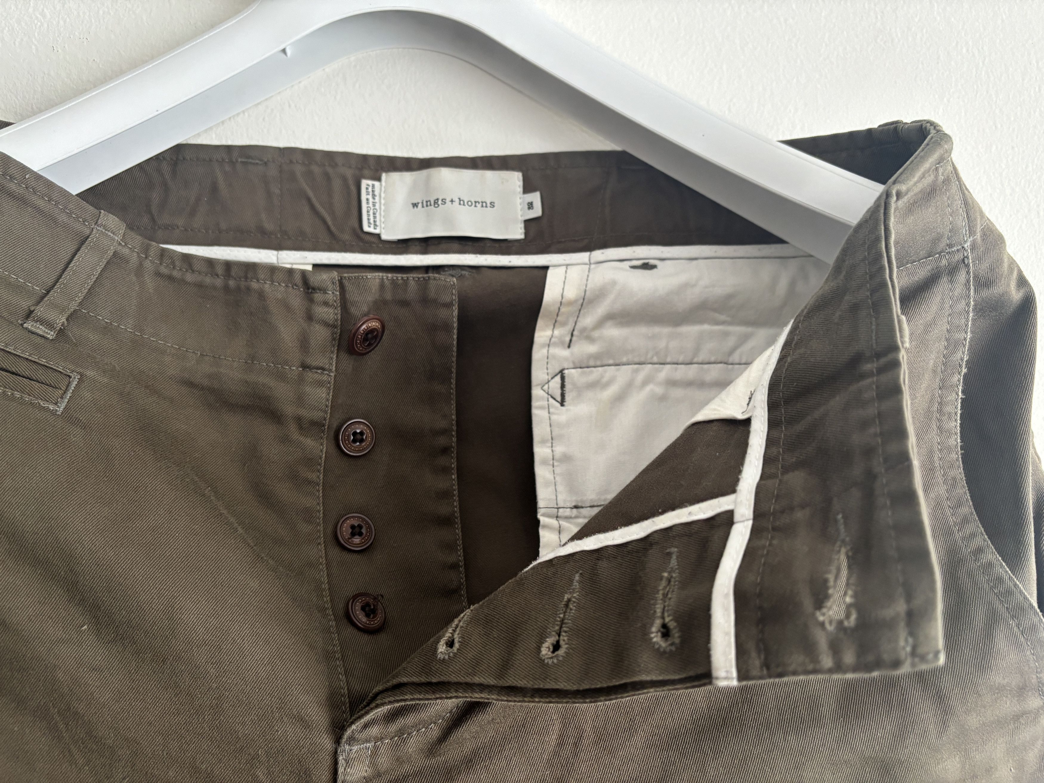 Wings + Horns $200 5 Pocket Button Fly Olive Green Chinos - 32 x 27.5 Size US 32 / EU 48 - 9 Thumbnail