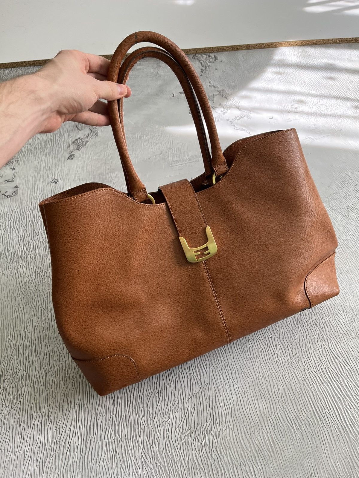 Fendi Fendi Brown Leather Chameleon Shopping Tote Bag Luxury Size ONE SIZE - 2 Thumbnail