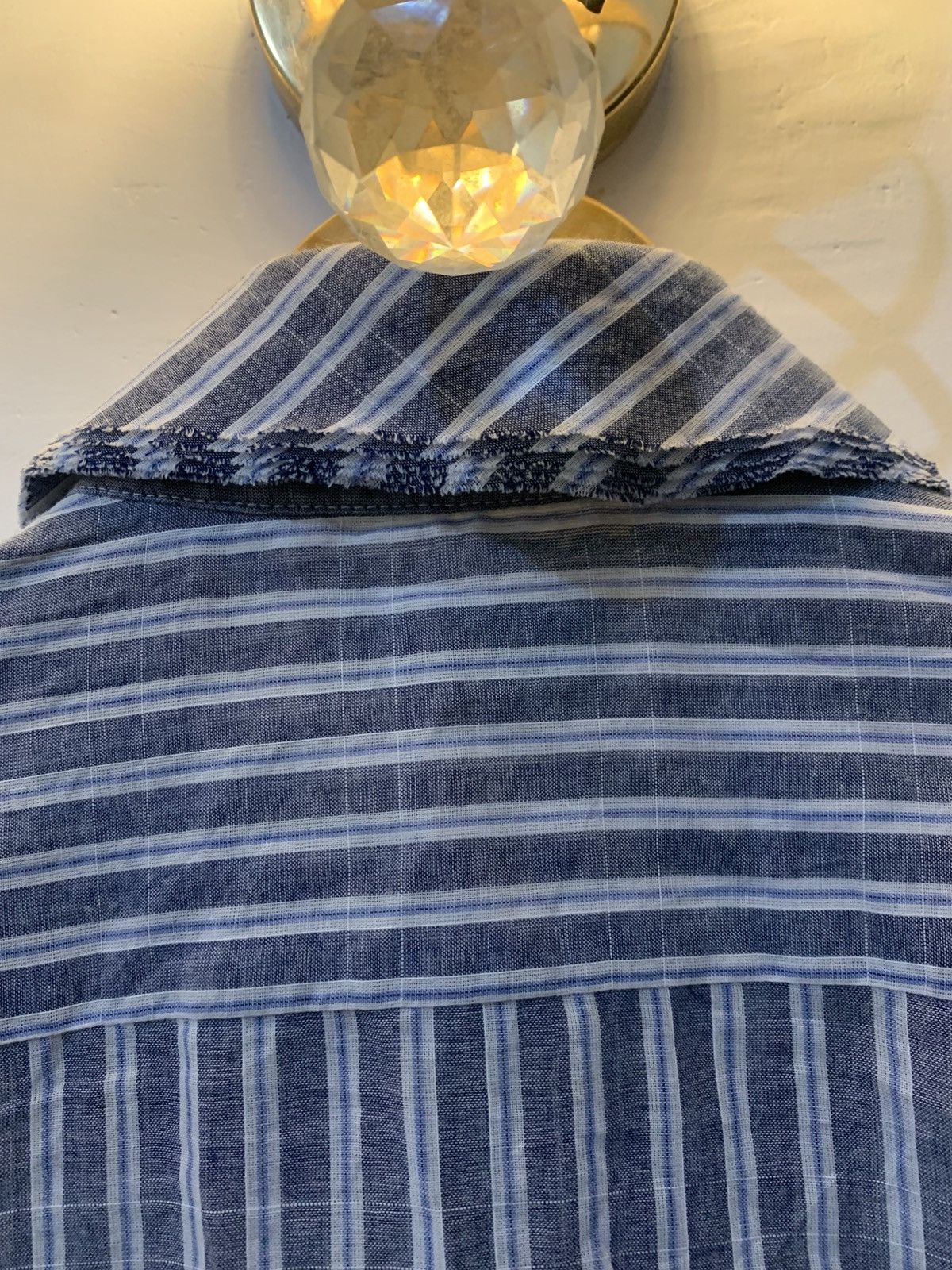 Yohji Yamamoto Yohji Yamamoto • Semi-Sheer Striped Shirt Asymmetric Collar Size US S / EU 44-46 / 1 - 7 Thumbnail