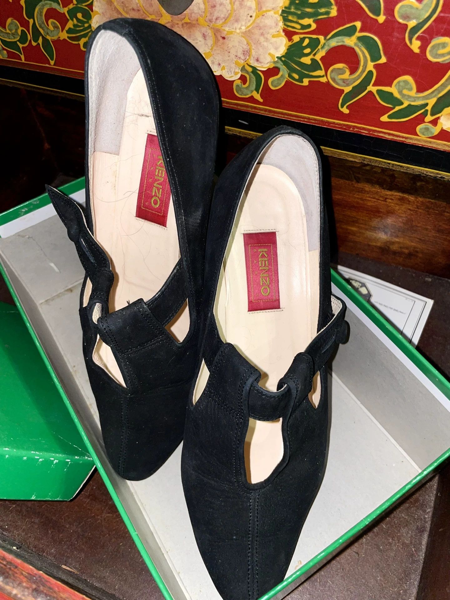 Kenzo KENZO 1982 Blue-Black Suede Pointed-Toe Shoes Size US 8 / IT 38 - 1 Thumbnail