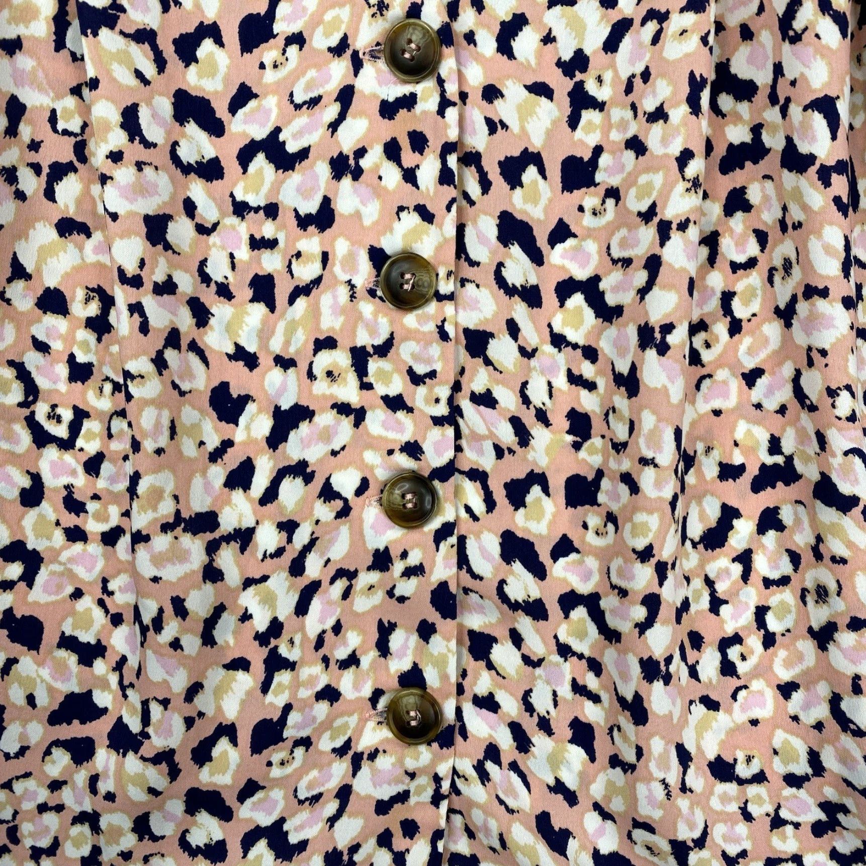 Vintage Elodie Pink Printed Button-Up Shirt Womens M Oversized Short Sleeve Puff Sleeve Casual 90s Theme Summer Size M / US 6-8 / IT 42-44 - 2 Thumbnail