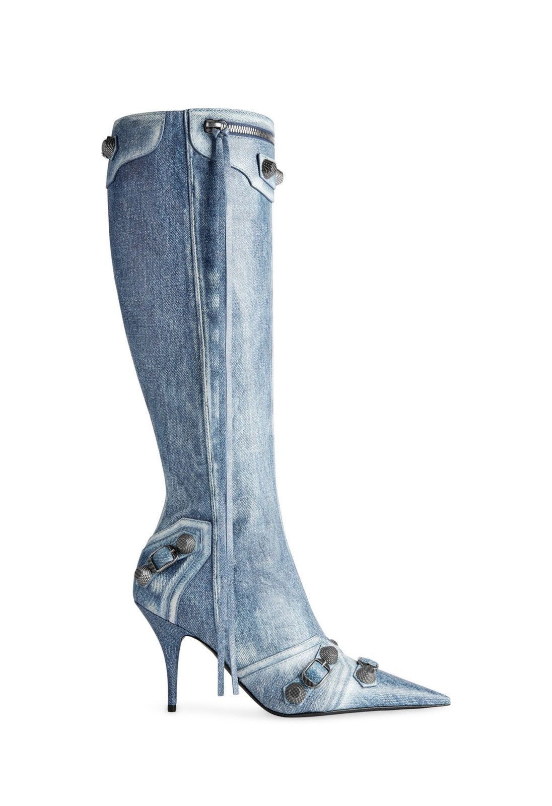Balenciaga $2.9K VALUE Cagole Leather Denim Print Boots Size US 6 / IT 36 - 1 Thumbnail