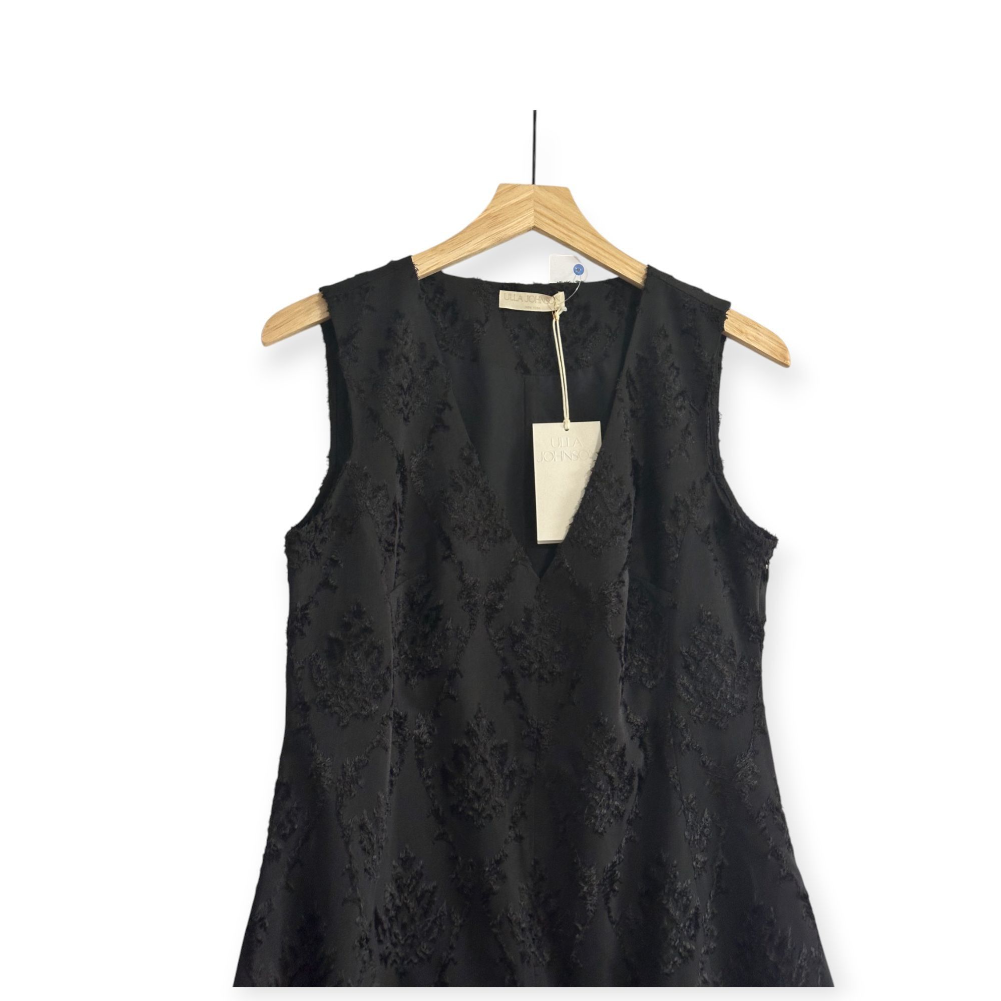Ulla Johnson Elara Black Textured Midi Dress, Size 6, New wi