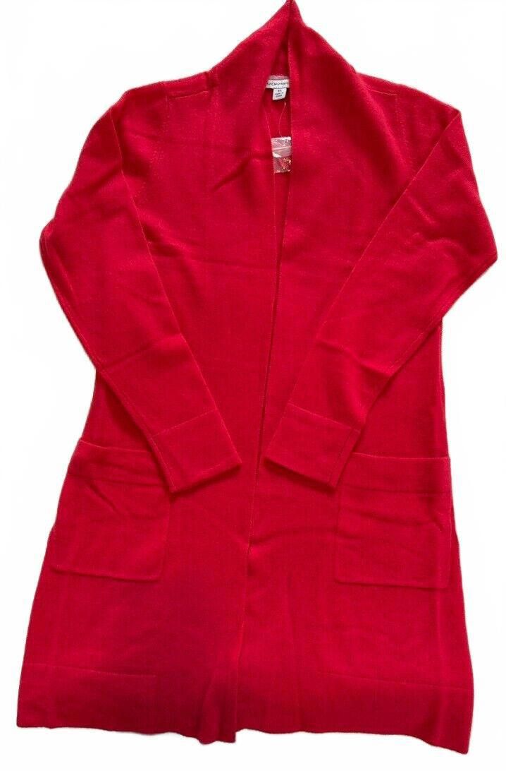 Isaac Mizrahi NWT Open Front Cashmere Cardigan-Rouge Size XS / US 0-2 / IT 36-38 - 1 Thumbnail