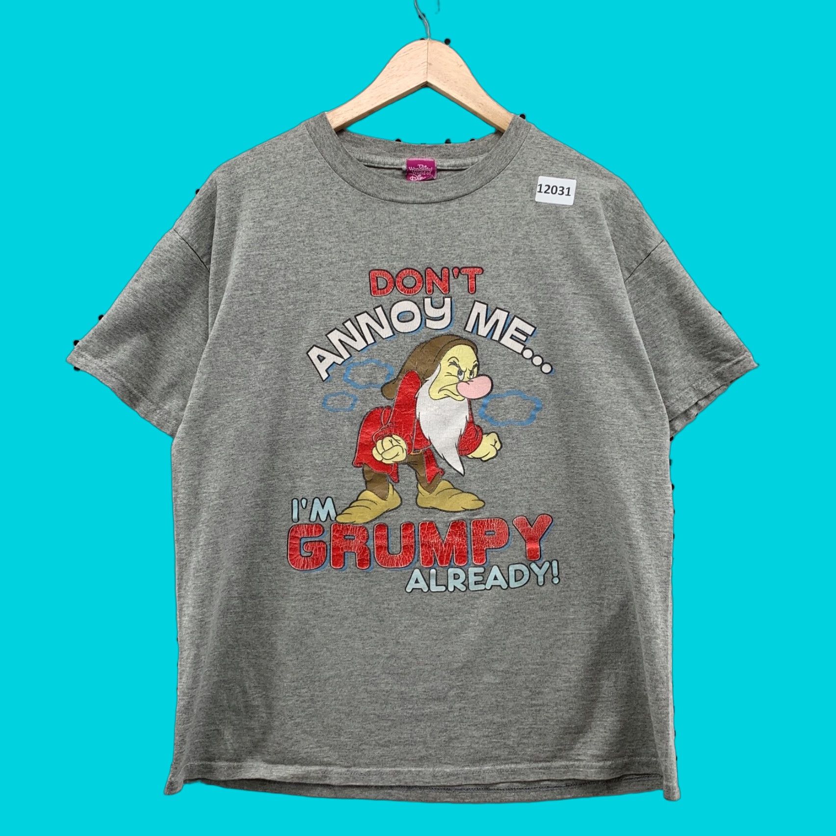 Disney VINTAGE Disney Snow White Grumpy Shirt T-Shirt Medium Gray "Don't ANNOY ME" 2000s Unisex Adults Size US M / EU 48-50 / 2 - 1 Thumbnail