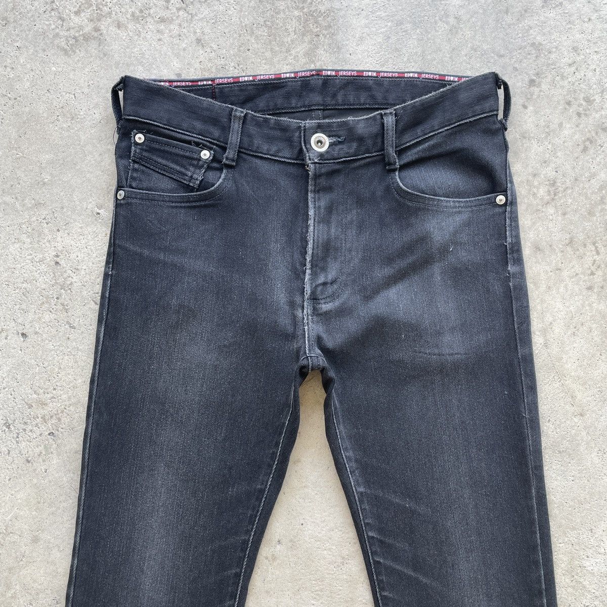 Japanese Brand Vintage Edwin Jersey Black Faded Skinny Denim Jeans Pants Size US 31 - 3 Thumbnail