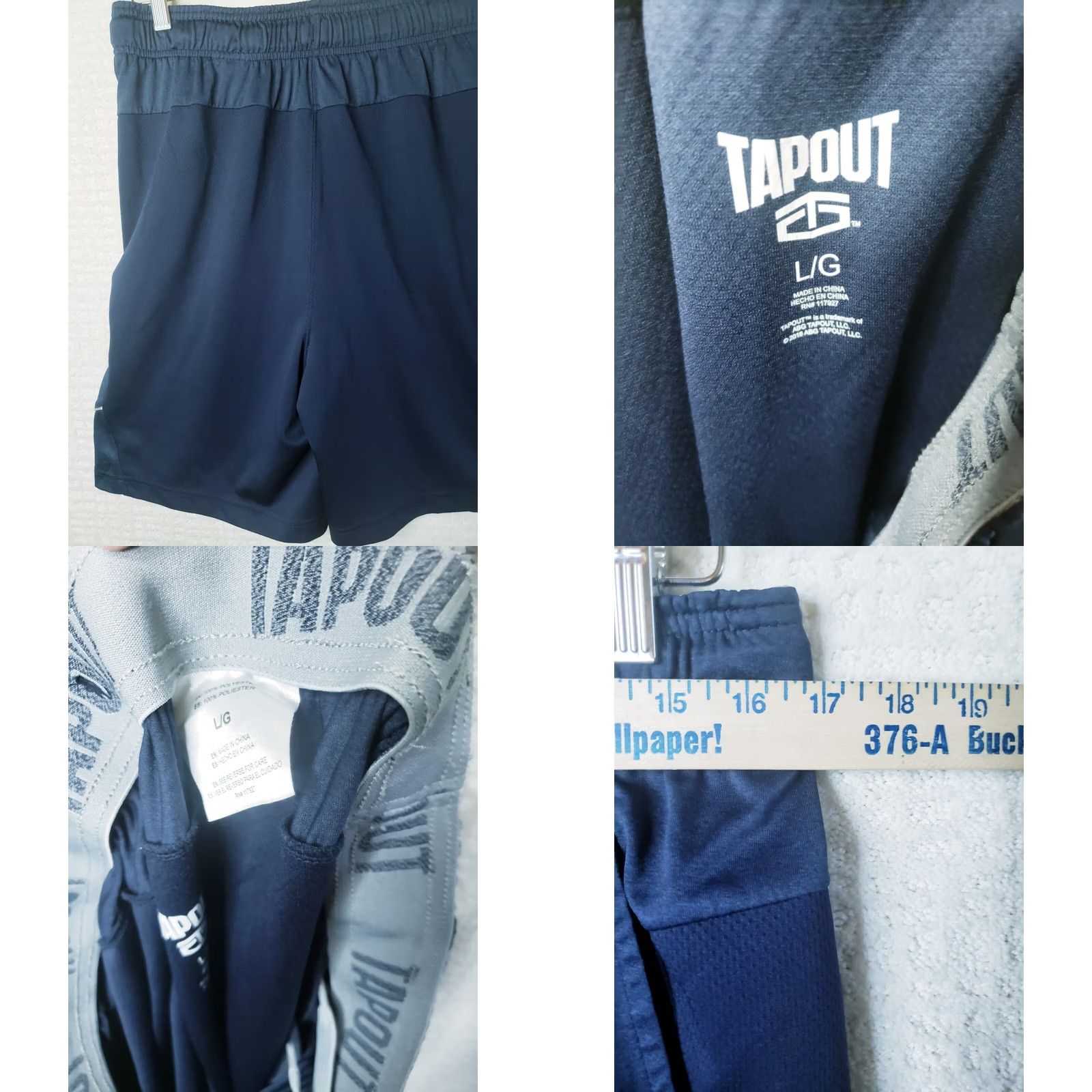 Tapout TAPOUT WWE 9" Stretch Training Shorts Mens L Solid Navy Blue Pockets Drawstring Size US 34 / EU 50 - 8 Thumbnail