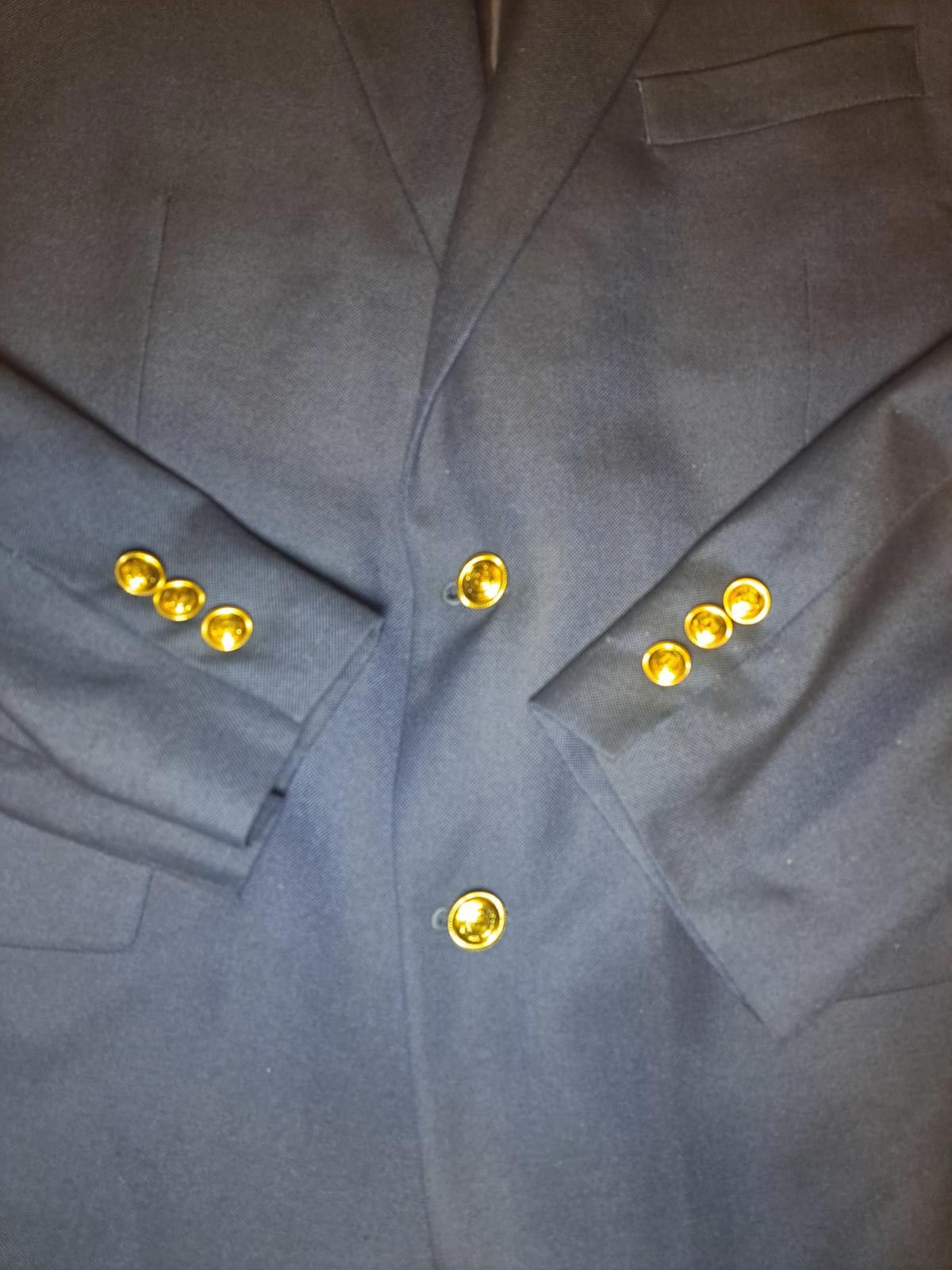Stafford Stafford Blazer Mens 42R Navy Gold Buttons Double Vented Size 42R - 4 Thumbnail