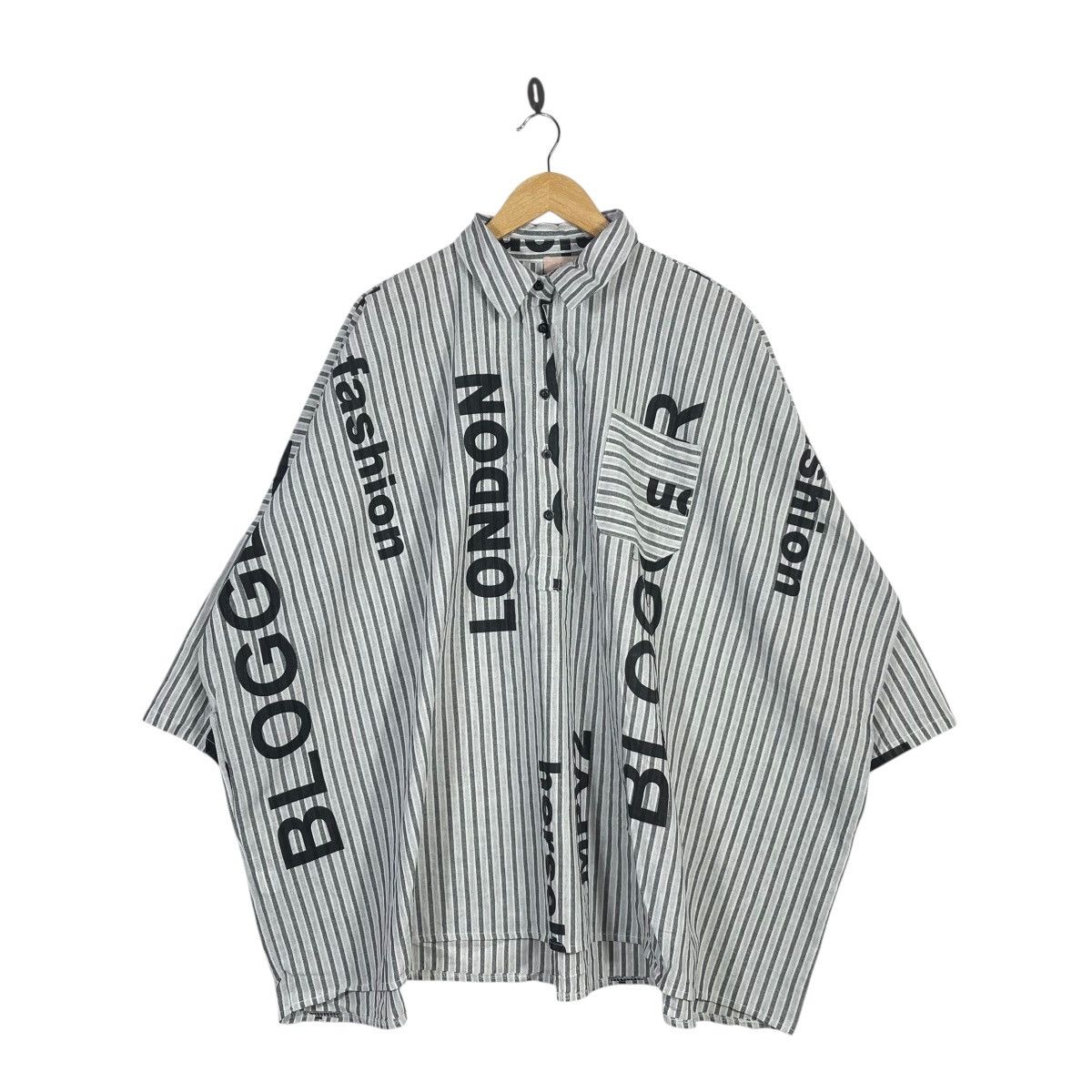 Vintage Zeta Otto Typography Stripe Oversized Shirt Italian Designer Size ONE SIZE - 1 Thumbnail
