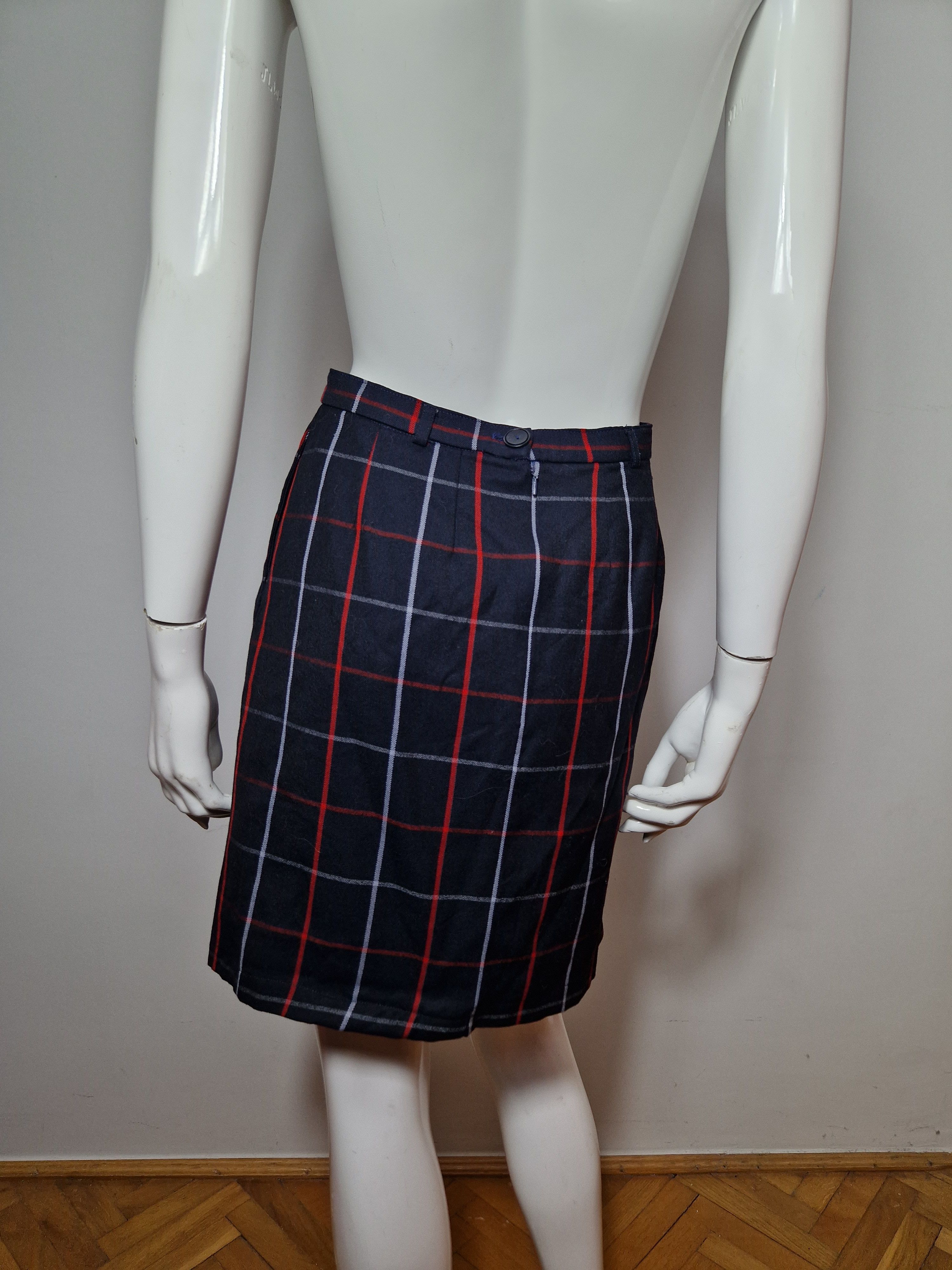 Burberry × Vintage Burberry vintage wool navy nova check mini skirt Size 26" / US 2 / IT 38 - 4 Thumbnail