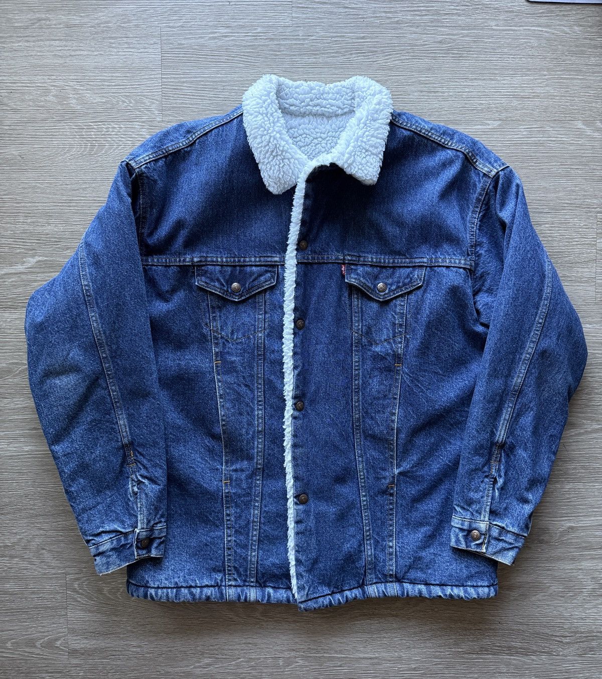 Levi's Vintage Clothing 80’s Long Denim Sherpa Jacket USA Made Size US XL / EU 56 / 4 - 1 Thumbnail