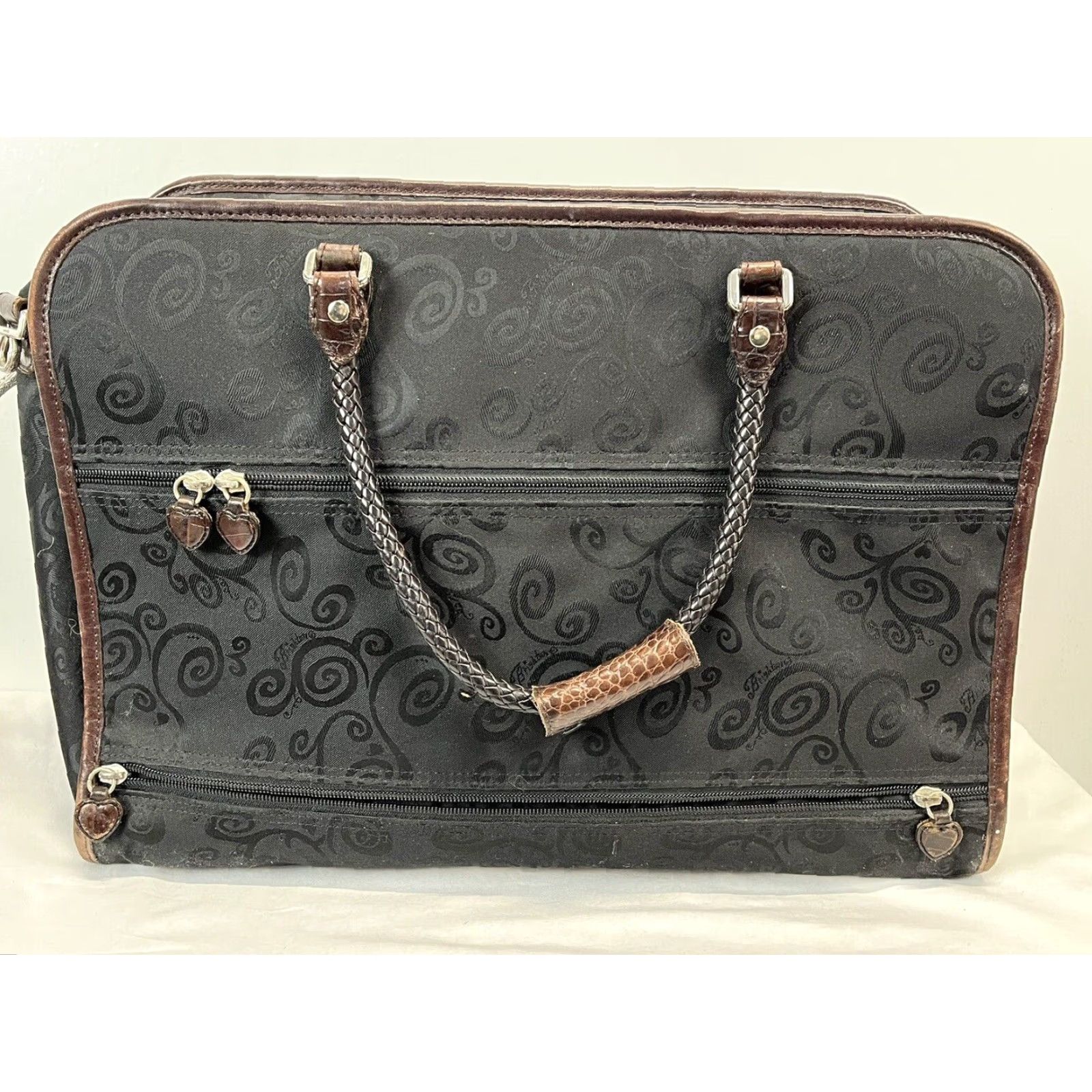 Brighton VINTAGE Brighton Overnight Travel Bag Women Large Black Brown Leather Canvas Size ONE SIZE - 2 Thumbnail