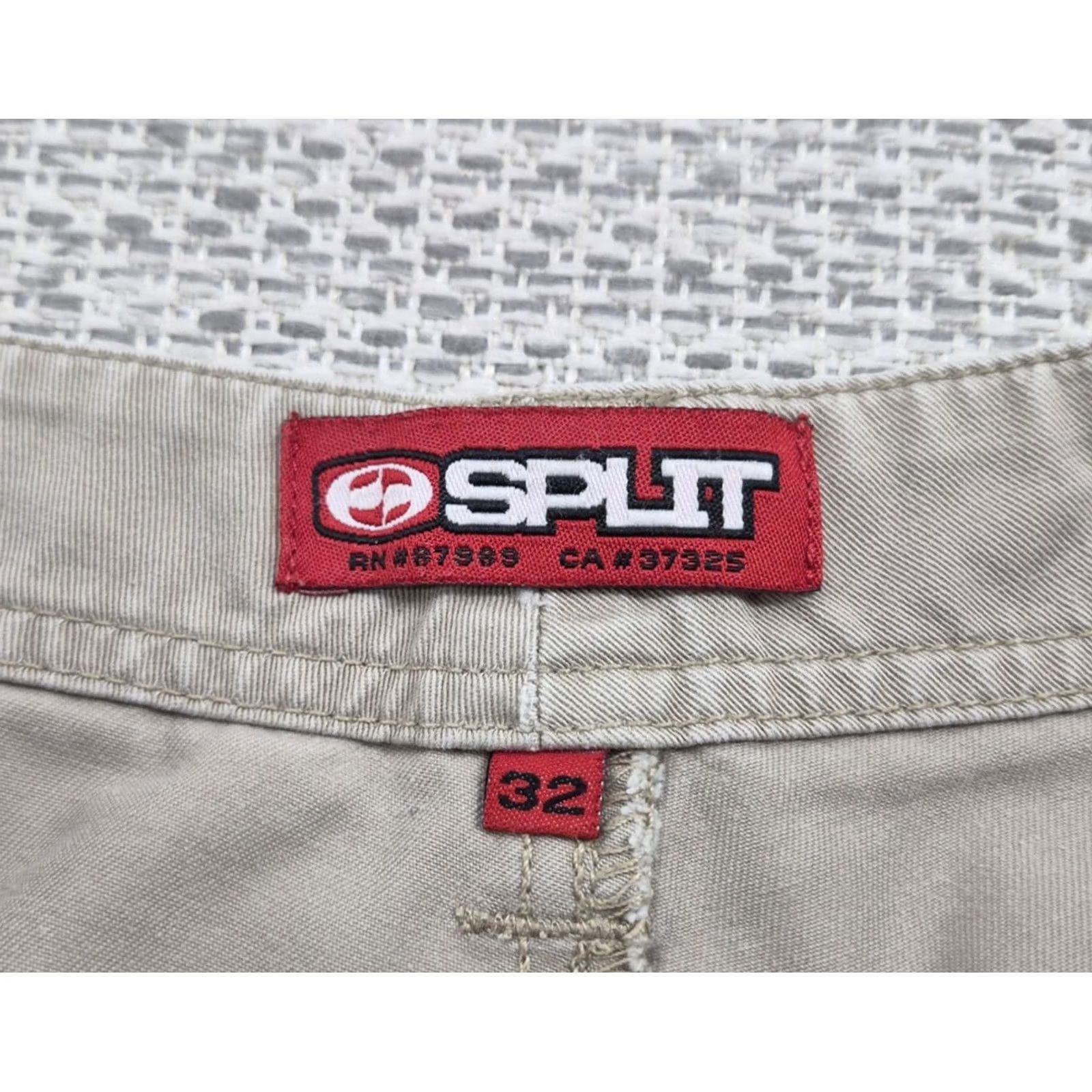 Vintage Split Cargo Shorts Mens 32 Beige Canvas Cotton Relaxed Fit Casual Summer Size US 32 / EU 48 - 3 Thumbnail