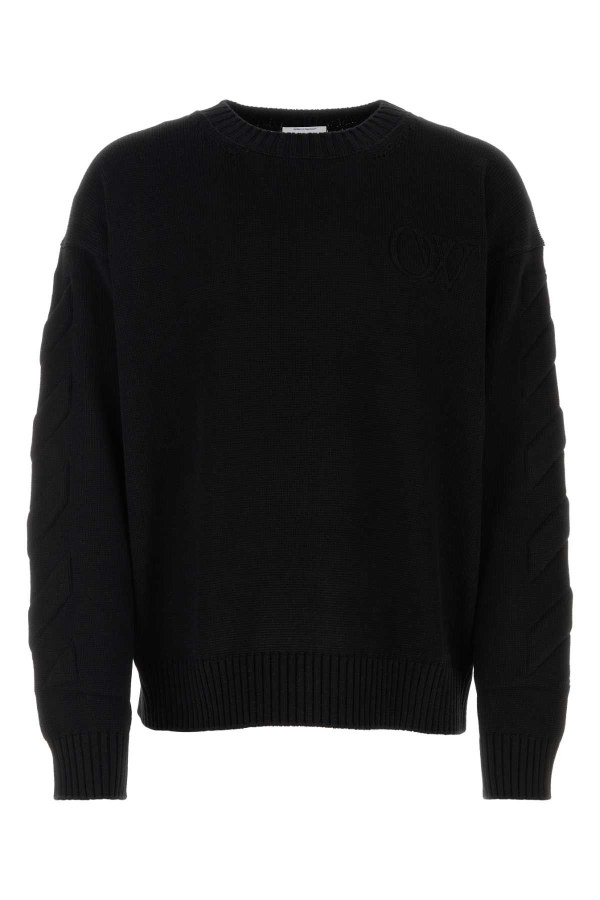 image of Off White Black Stretch Cotton Blend Sweater, Men's (Size Medium)