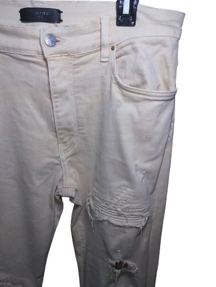Amiri Cream Amiri MX1 Ripped Patch Style Cream Denim W34 Size US 34 / EU 50 - 13 Thumbnail