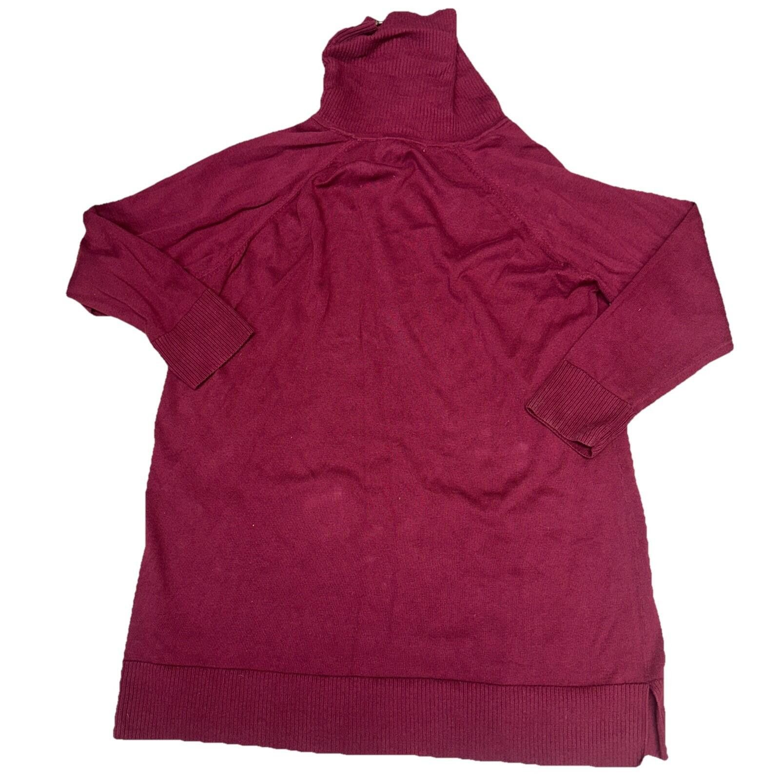 Other Turtle Neck Burgundy Zipper Neck Long Sleeve Sweater Size 1X Size XL / US 12-14 / IT 48-50 - 9 Thumbnail
