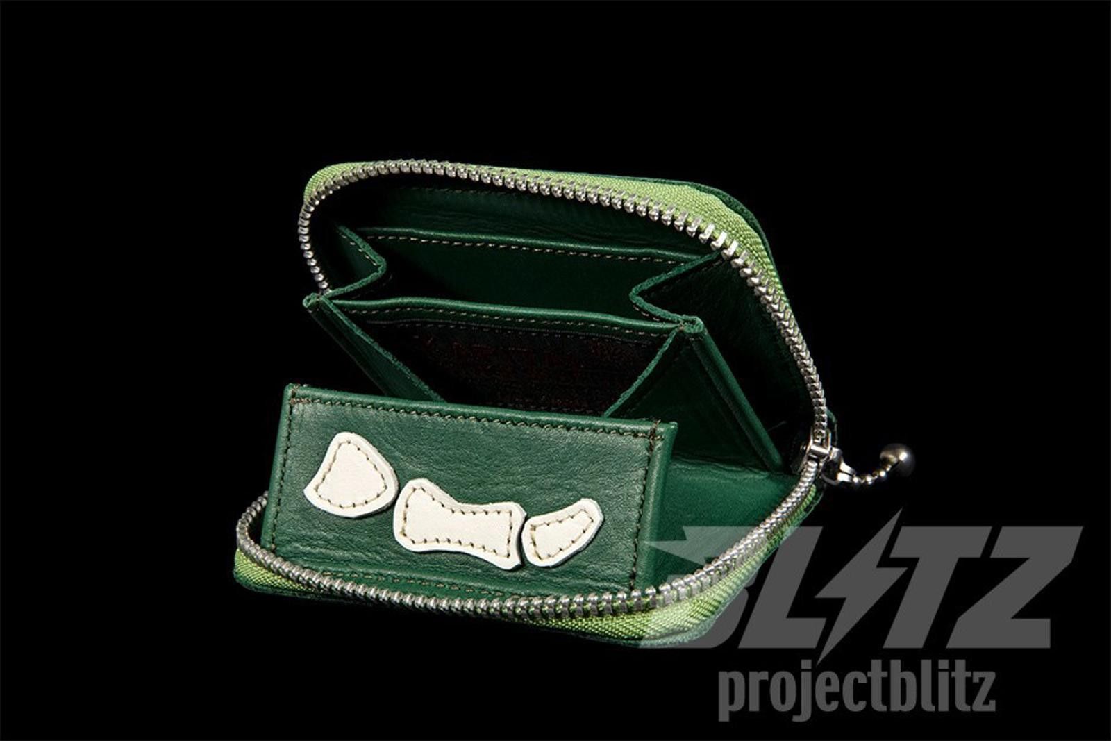 Kapital KAPITAL THUMBS UP BONE HAND ZIP LEATHER WALLET GREEN Size ONE SIZE - 3 Thumbnail
