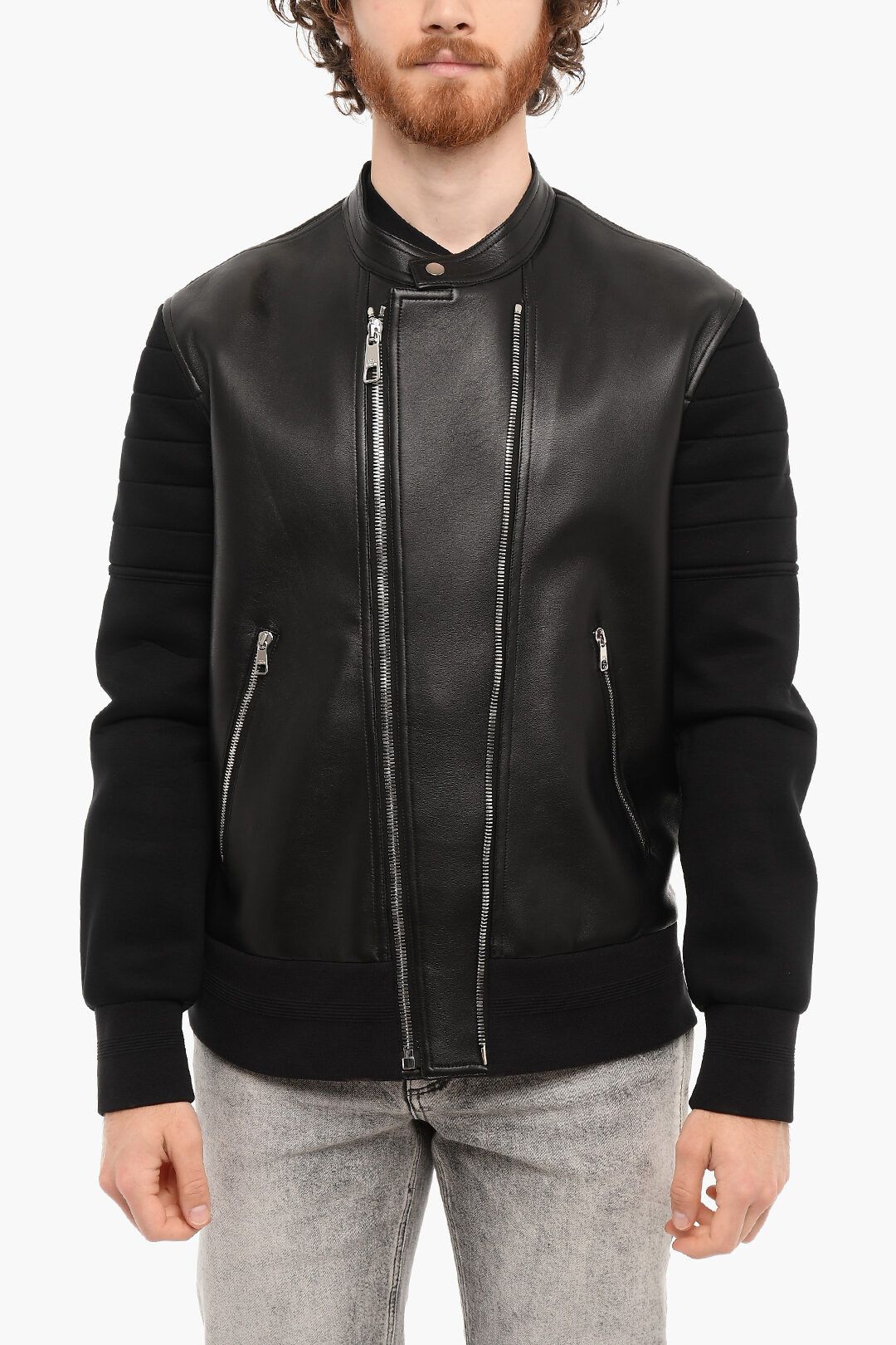 image of Neil Barrett Og1Mm1223 Leather Jacket In Black, Men's (Size Small)