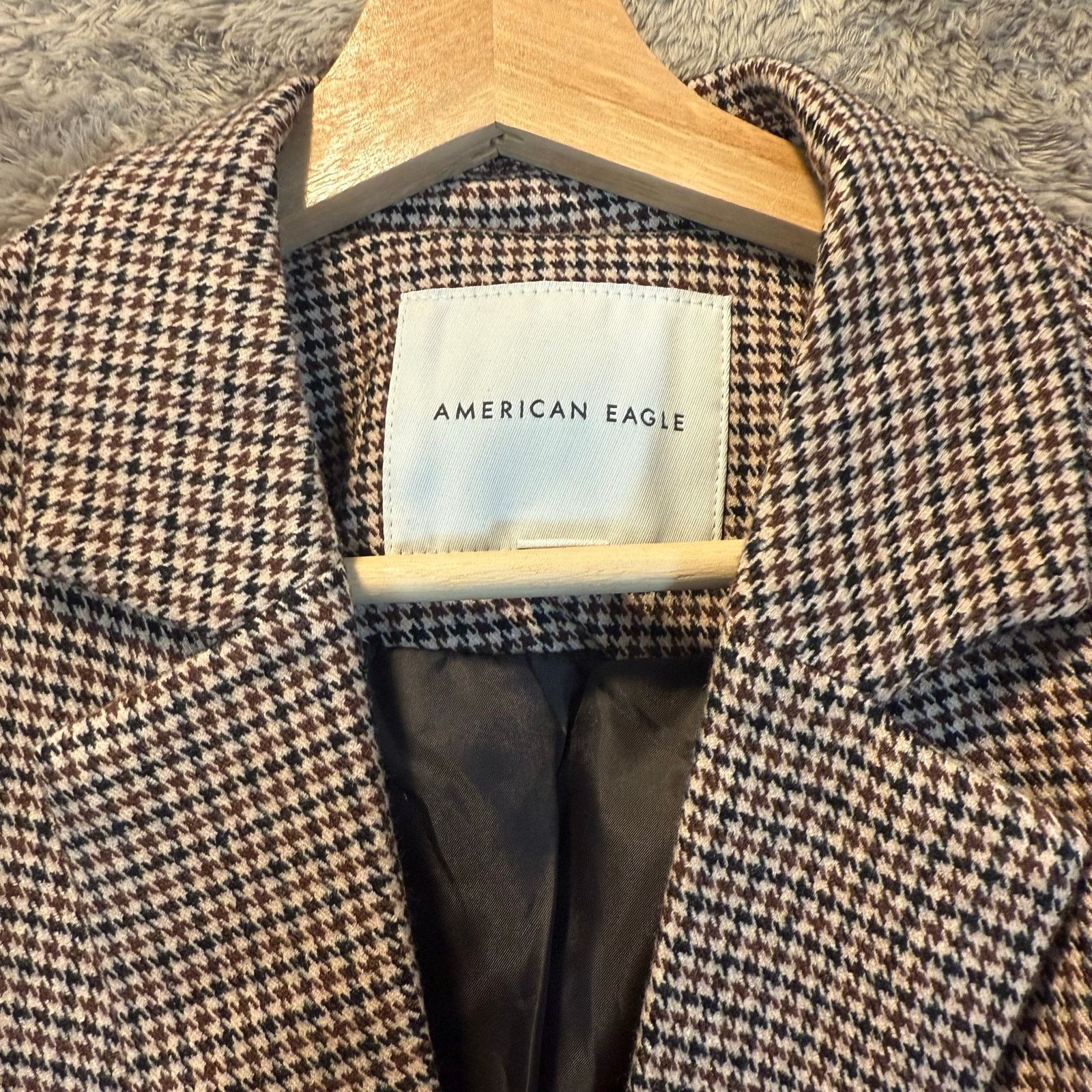 American Eagle Outfitters American Eagle Brown Plaid Houndstooth Academic Blazer S Size S / US 4 / IT 40 - 6 Thumbnail