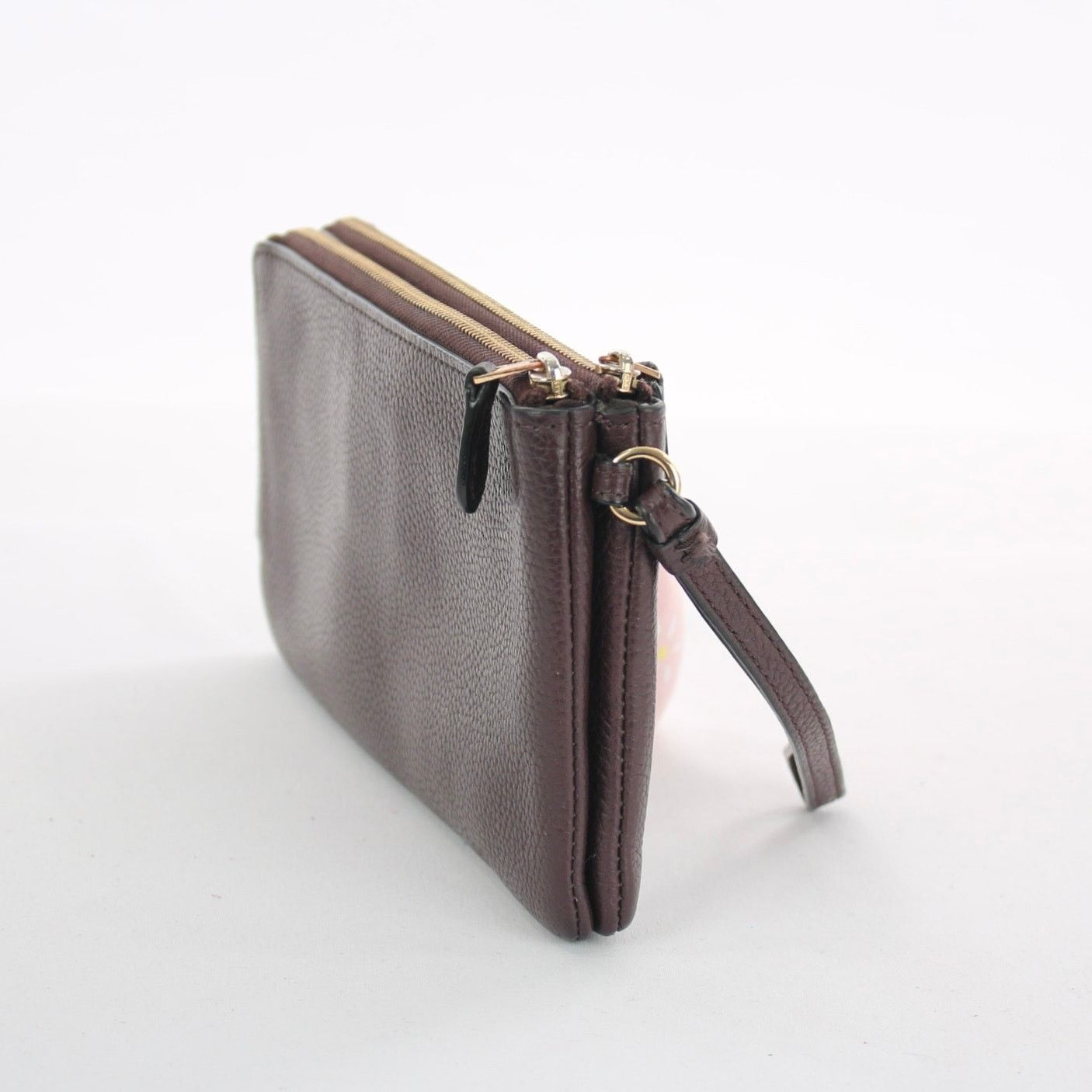 Coach Coach Brown Pebble Leather Double Zip Wristlet F77734 Size ONE SIZE - 4 Thumbnail