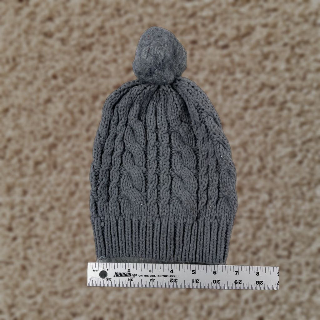 Vintage Beanie Hat Womens One Size Gray Cable Knit 100% Acrylic Ski Outdoor Adjustable Lightweight Beanie Mens Womens Size ONE SIZE - 1 Thumbnail