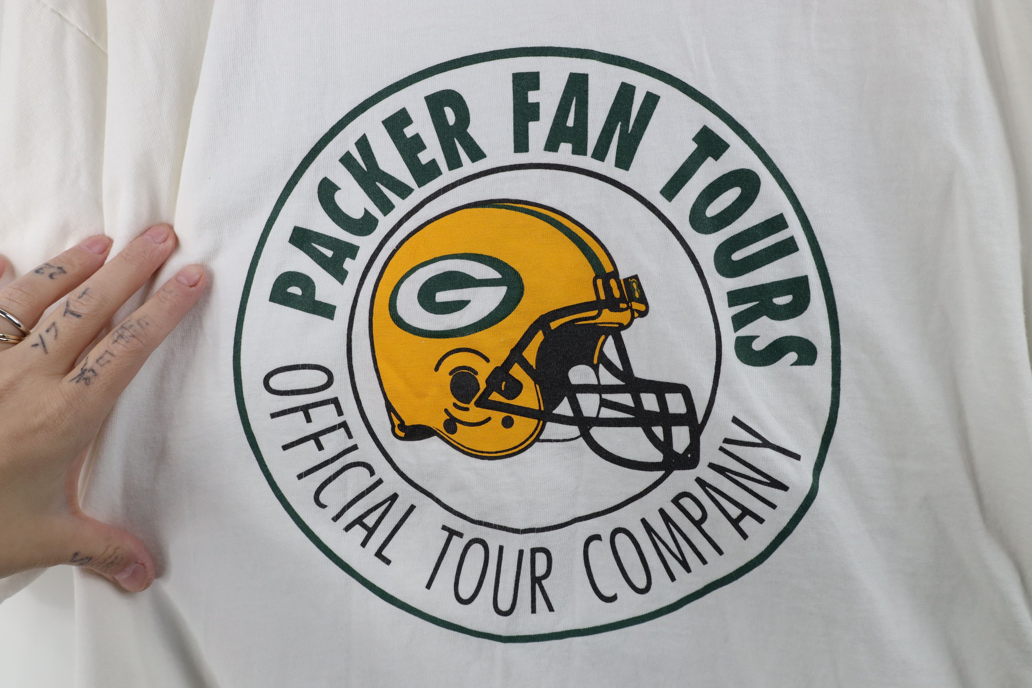 Vintage Vintage 90s Tours Green Bay Packers Football T-Shirt White Size US XL / EU 56 / 4 - 4 Thumbnail