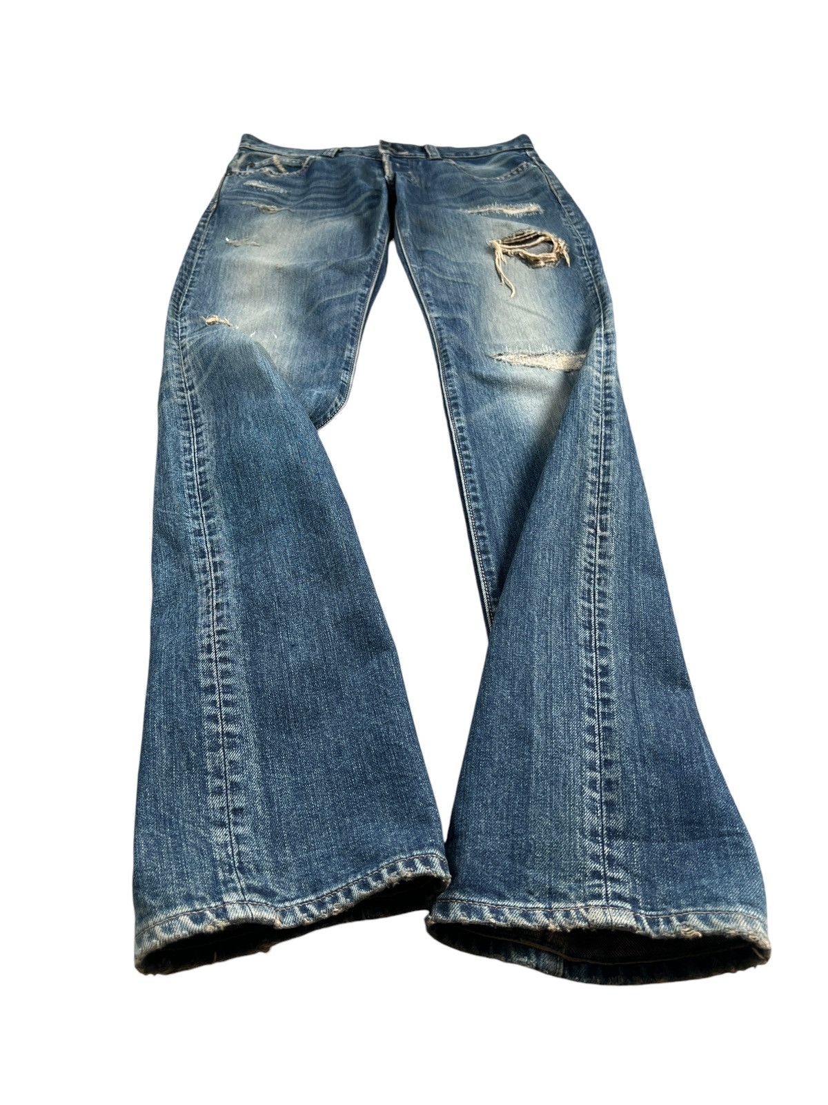 5351 POUR LES HOMMES × Japanese Brand Black Line by 5351 Pour Les Hommes Distressed Slim Denim Size US 32 / EU 48 - 9 Thumbnail