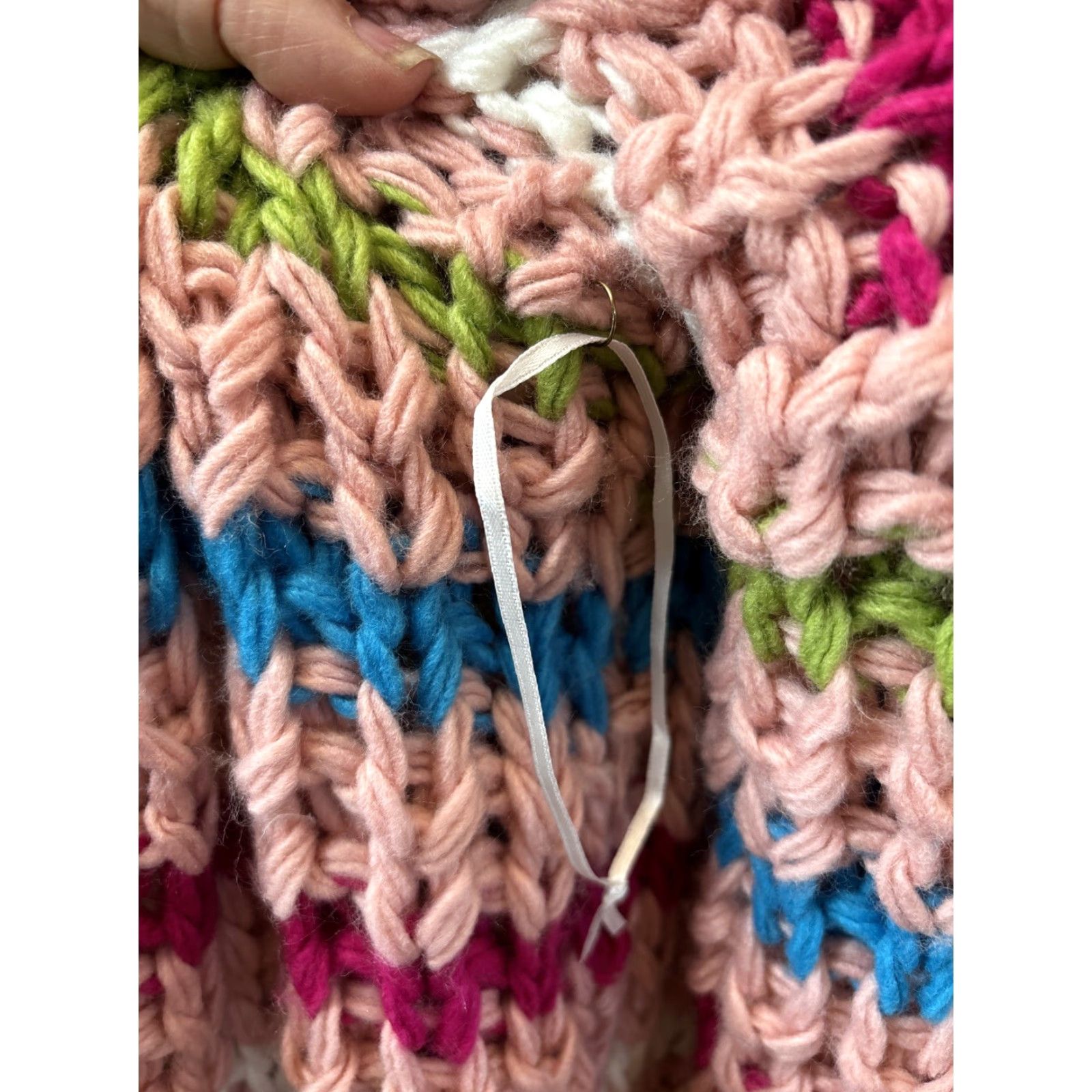 Vintage **Women Pink Chunky Knit Cardigan Bailey Rose Large Open Front Striped** User: Women Pink Chunky Knit Cardigan Bailey Rose Large Open Front Striped Size L / US 10 / IT 46 - 8 Thumbnail