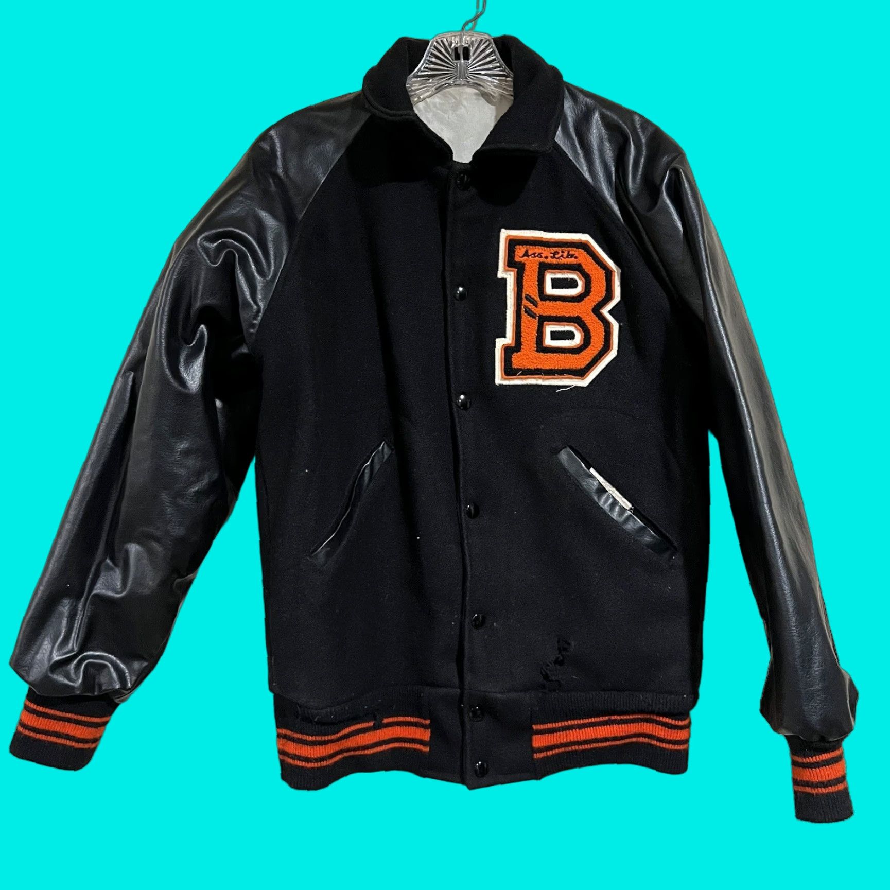 Vintage VINTAGE Fab Knit Manufacturing Varsity Jacket Wool Knit Black B 38 Men Varsity Jacket Size 38 Mens Size US XXS / EU 40 - 1 Thumbnail