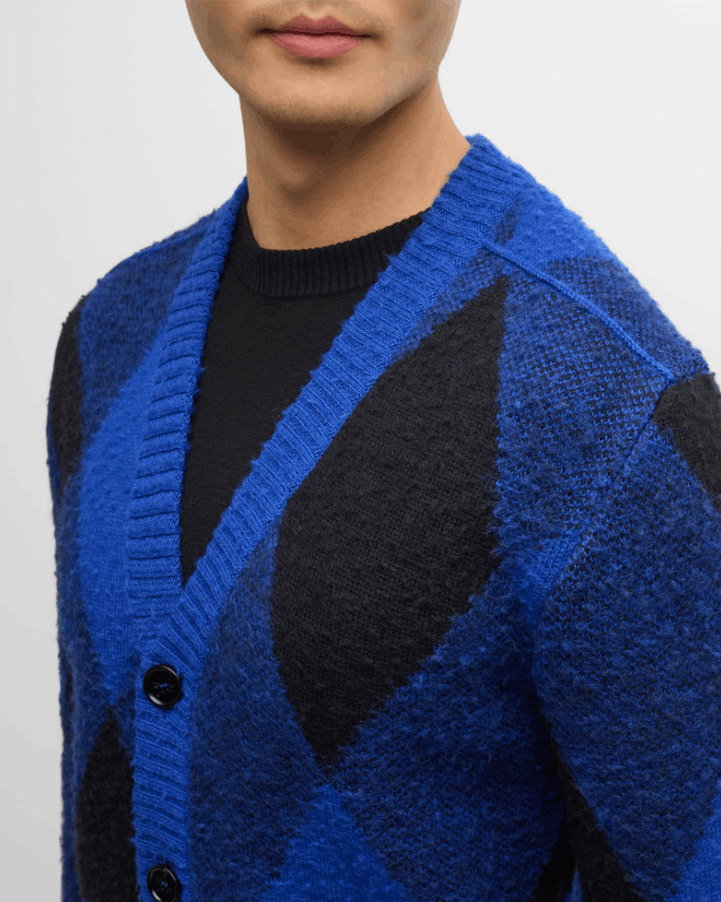 Burberry Burberry Argyle Button-Up Wool Knitted Cardigan Size US L / EU 52-54 / 3 - 3 Thumbnail