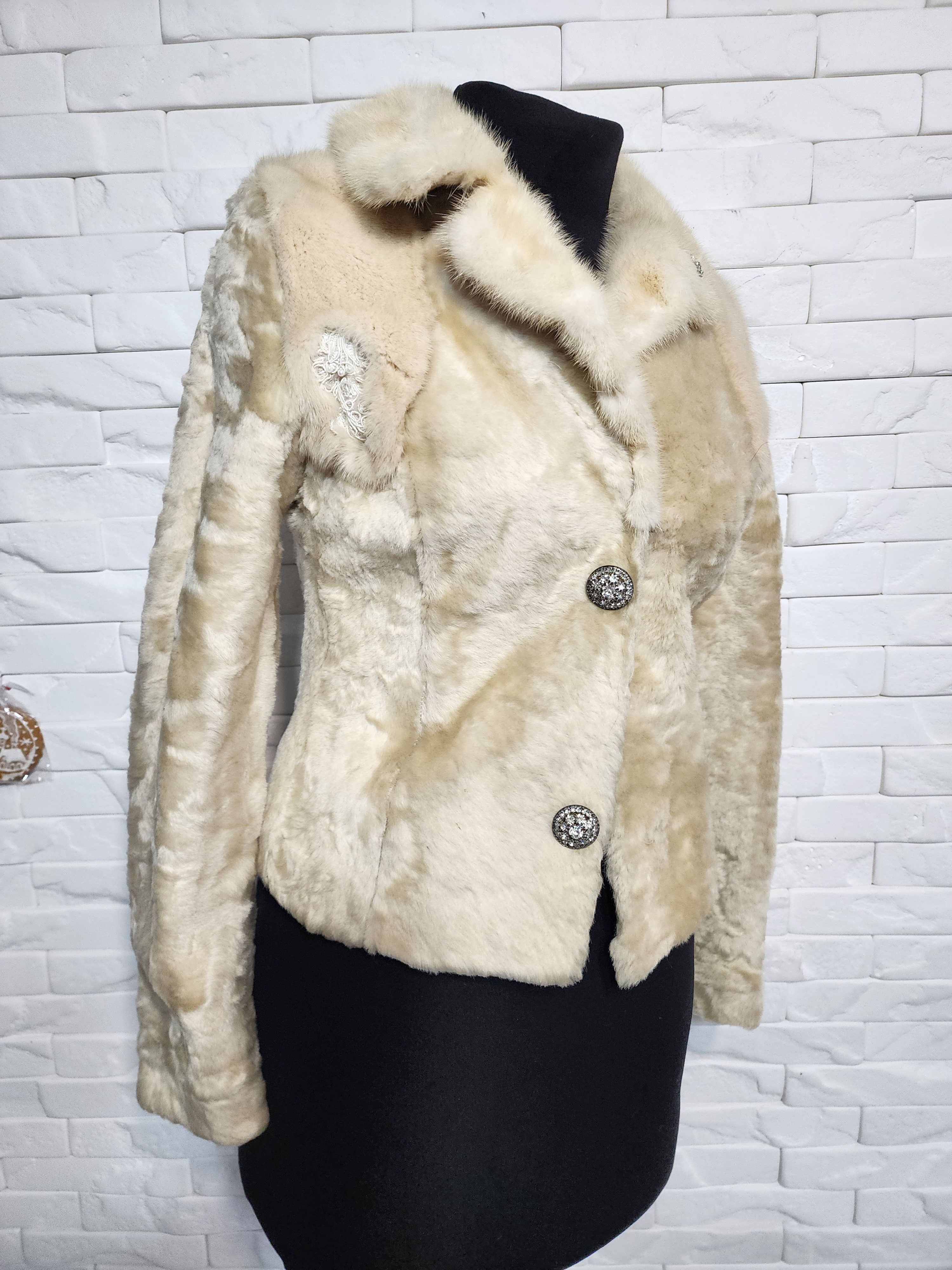 Furla Beige Fur Coat: Genuine Fur Winter Jacket. Swakara. Size S / US 4 / IT 40 - 3 Thumbnail