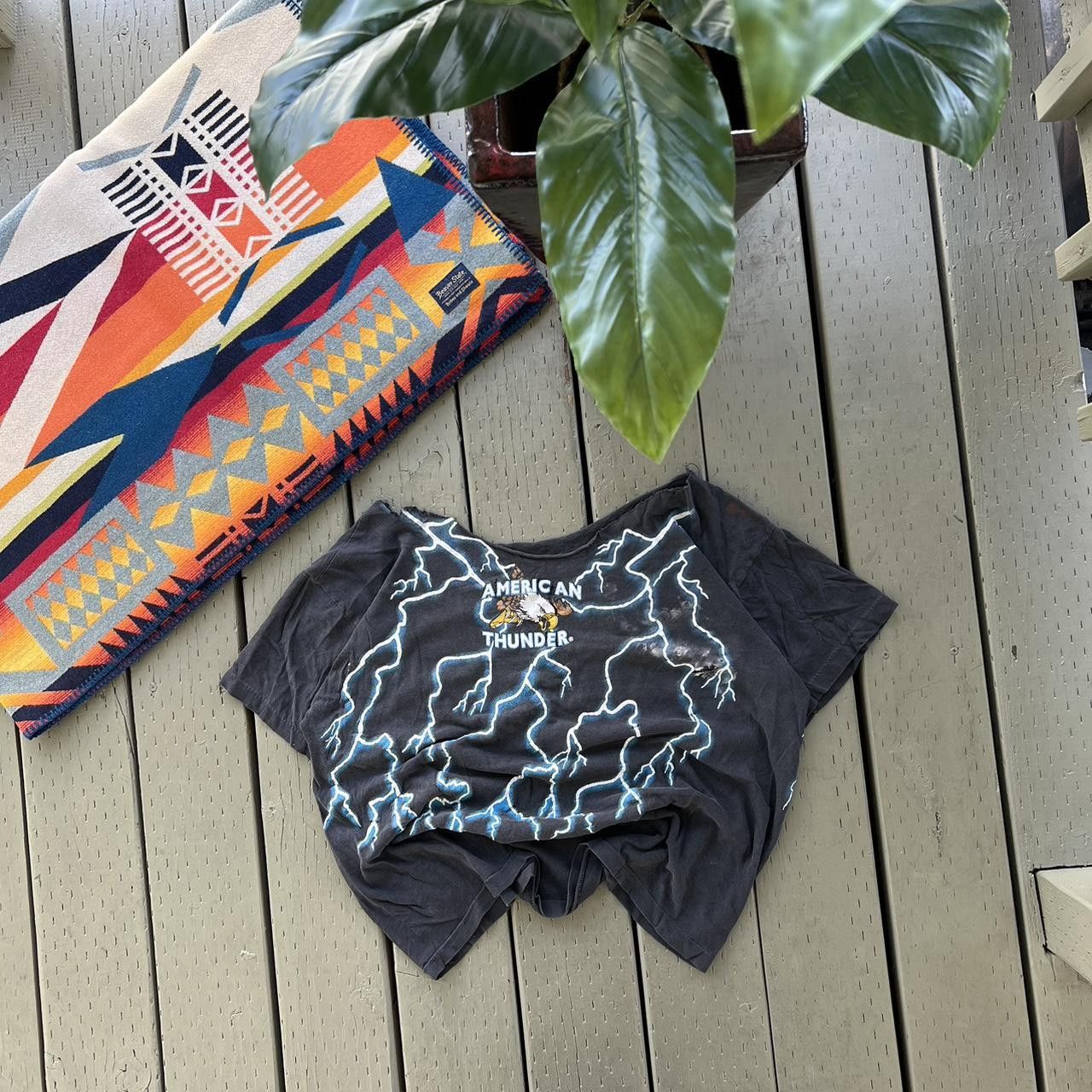 Vintage Vtg 90s American Thunder Mens Indian Eagle Lightning T-Shirt Size US S / EU 44-46 / 1 - 3 Thumbnail