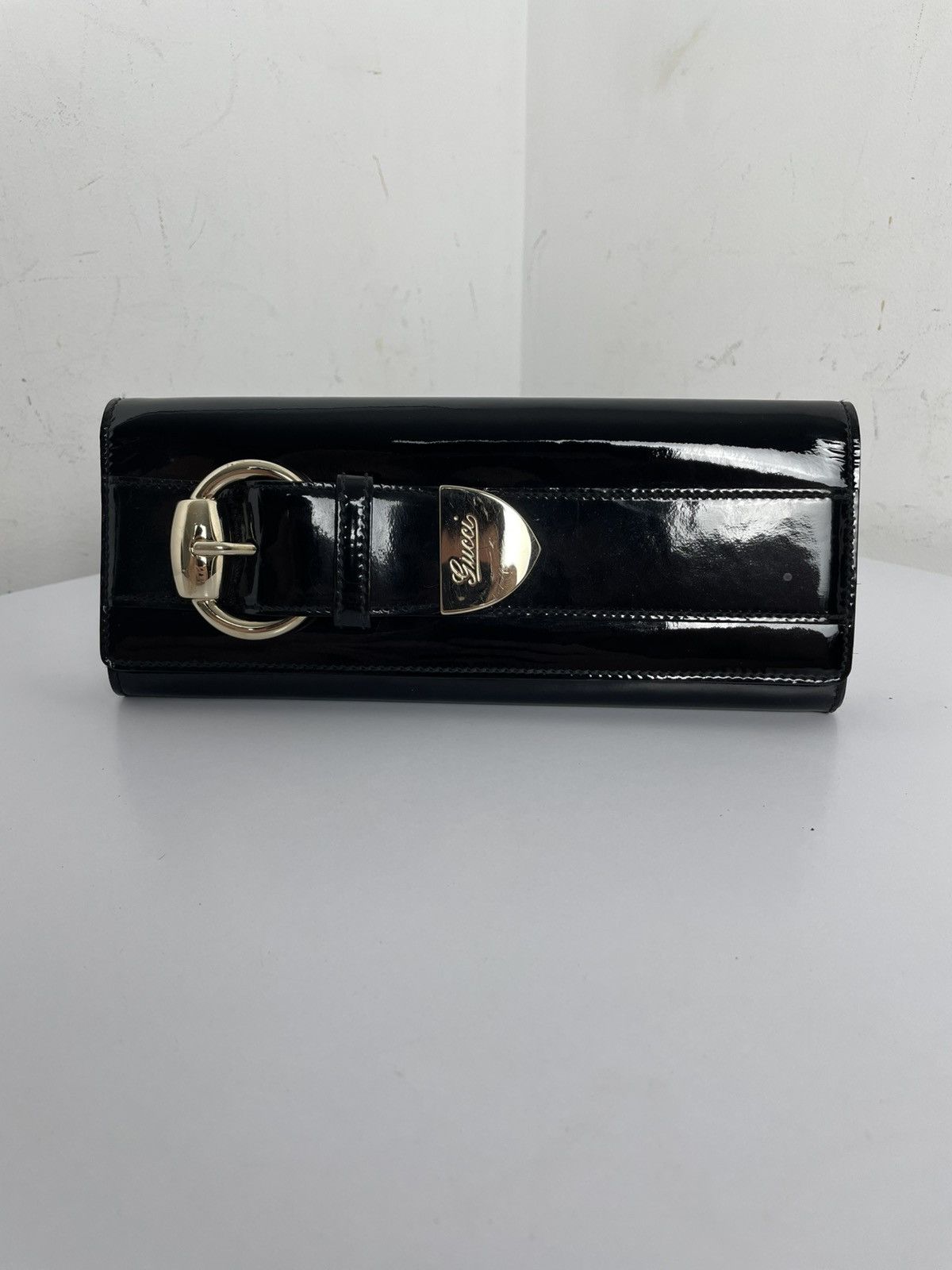 Gucci Gucci Black Patent Leather Buckle Clutch Size ONE SIZE - 1 Thumbnail