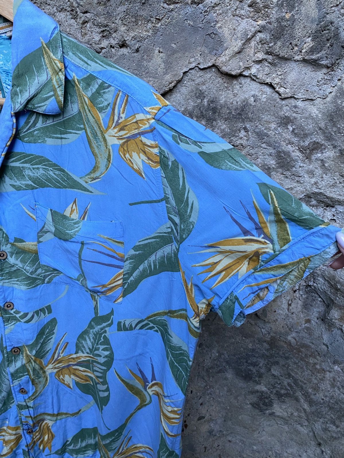 Vintage Blue Vintage Hawaiian Short Sleeve Shirt Floral Leaves Size US L / EU 52-54 / 3 - 3 Thumbnail