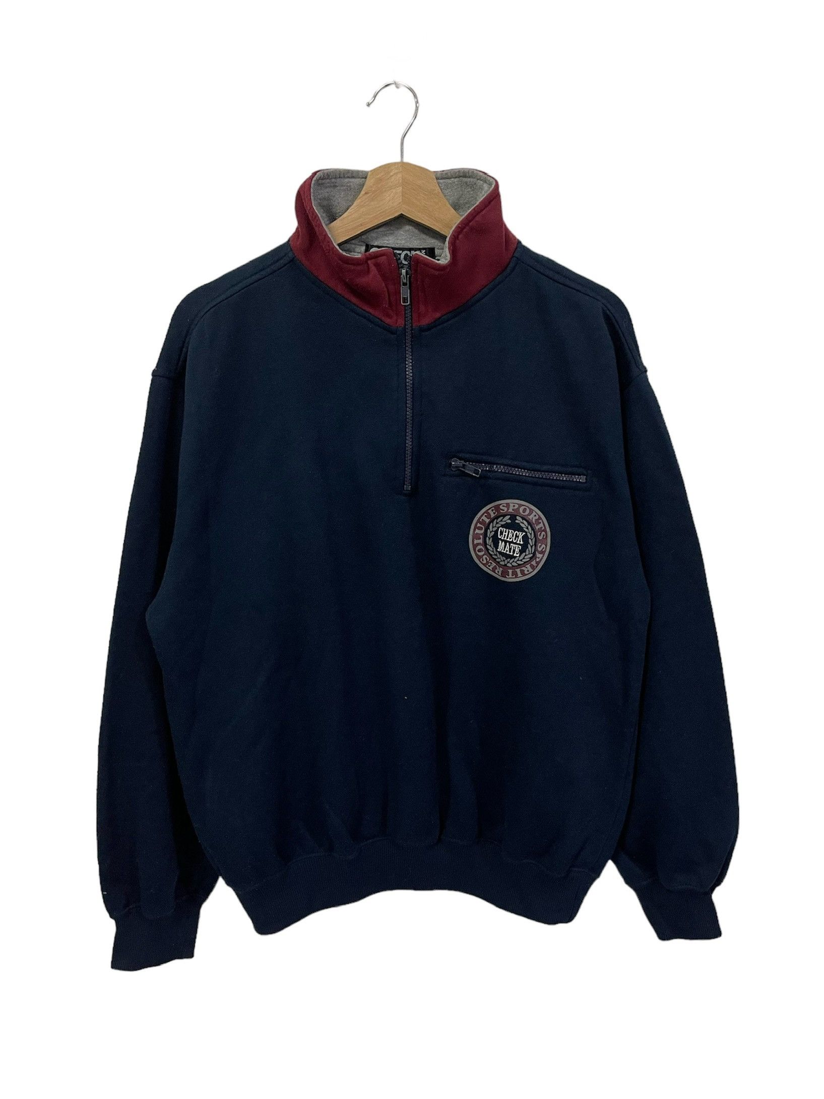 Japanese Brand × Vintage Vintage Check Mate Mini Logo Half Zip Sweatshirt Size US M / EU 48-50 / 2 - 1 Thumbnail
