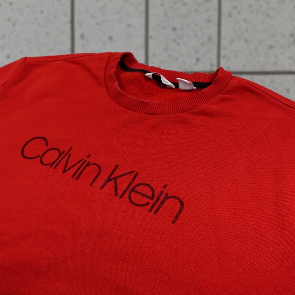 Calvin Klein Calvin Klein Sweatshirt Mens XL Red Logo Pullover Crewneck Graphic Print All Seasons Fleece Cotton Polyester Size US XL / EU 56 / 4 - 1 Thumbnail