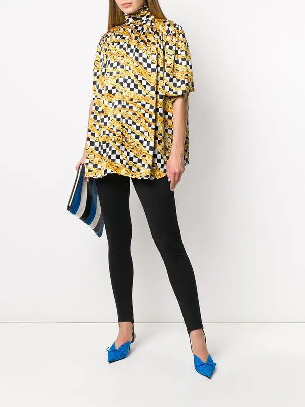 Balenciaga o1y0625 Checked Silk T-Shirt in Multicolor Size S / US 4 / IT 40 - 4 Thumbnail