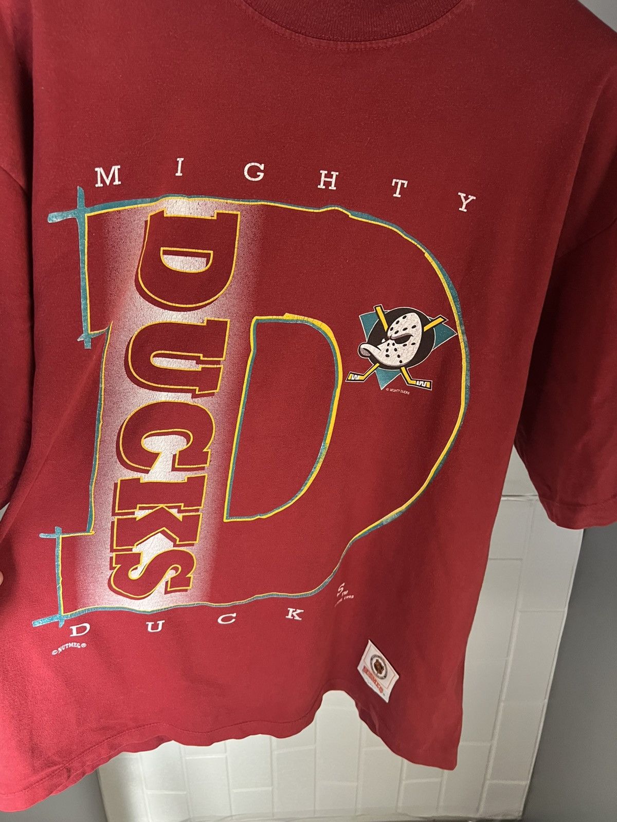 Nutmeg × Vintage VERY RARE MIGHTY DUCKS NHL BIG LOGO T-SHIRT 1995 RETRO 90s Size US XL / EU 56 / 4 - 3 Thumbnail