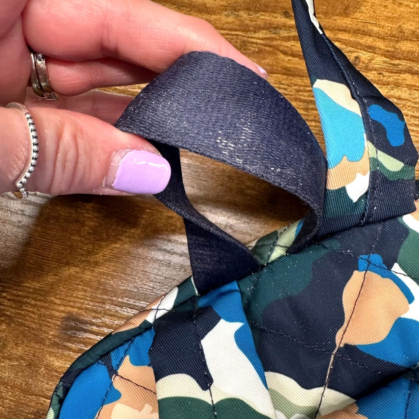 Vera Bradley Vera Bradley Convertible Backpack Immersed Blooms Blue Floral Quilted Twill Bag Size ONE SIZE - 7 Thumbnail